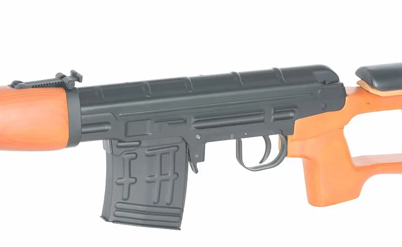 Réplica de Rifle de Francotirador de Airsoft Modelo Dragunov SVD o SWD accionado por Muelle de Madera Real de la Marca AGM - Potencia 1,2 Julios