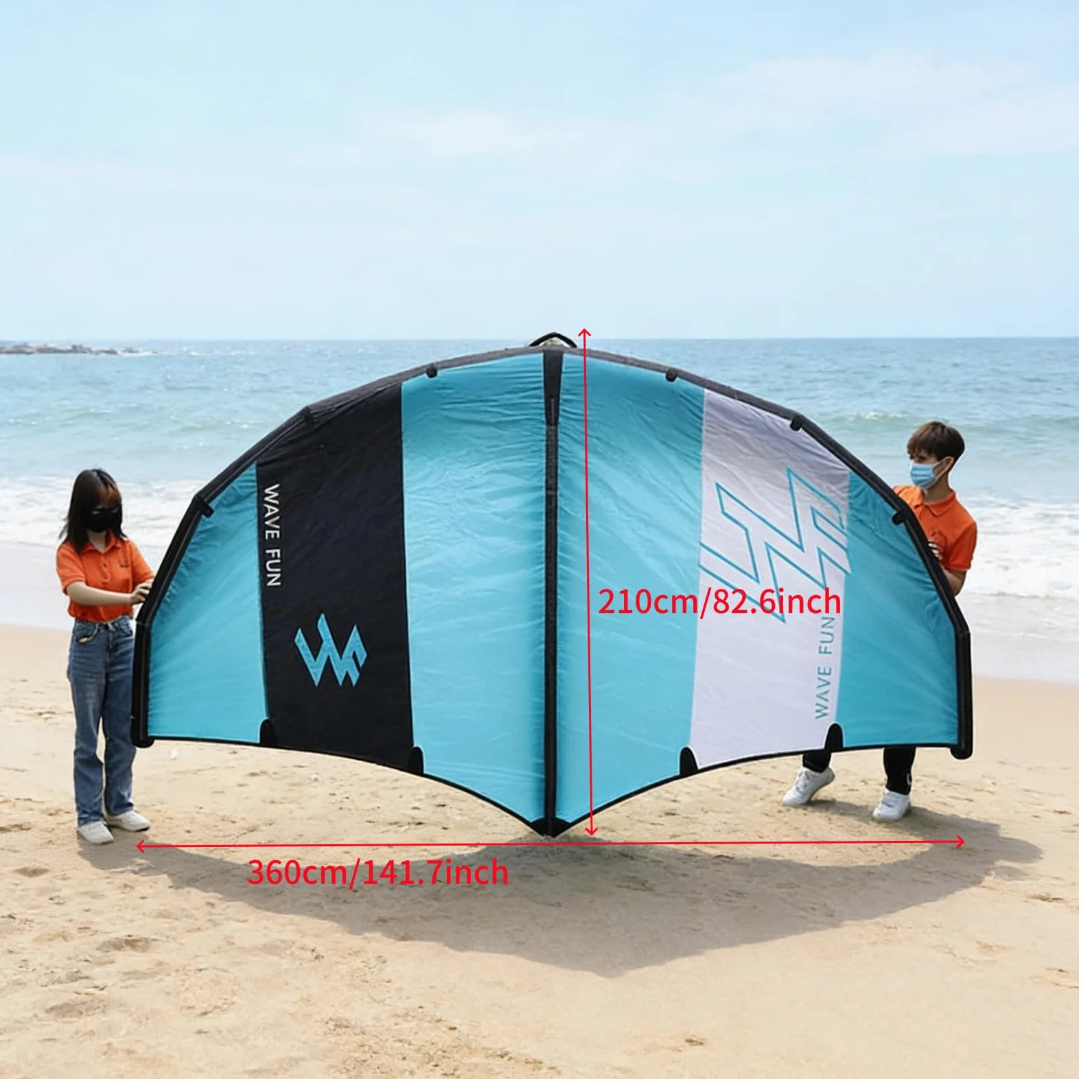 Combinación de Tabla hidroala Inflable y Wing Foil - 358x208 cm Wind Wingfoil, Kit Completo Listo para Usar para Deportes acuáticos, Kitesurf, Surf