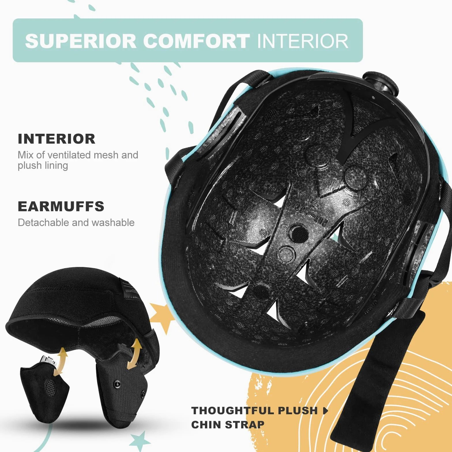 Odoland Kit Casco de Esquí con Gafas para Niños y Niñas, Casco de Snowboard Ajustable Equipo Protección para Deportes Nieve para Infantil, Juvenil, Edad 6-14 Años