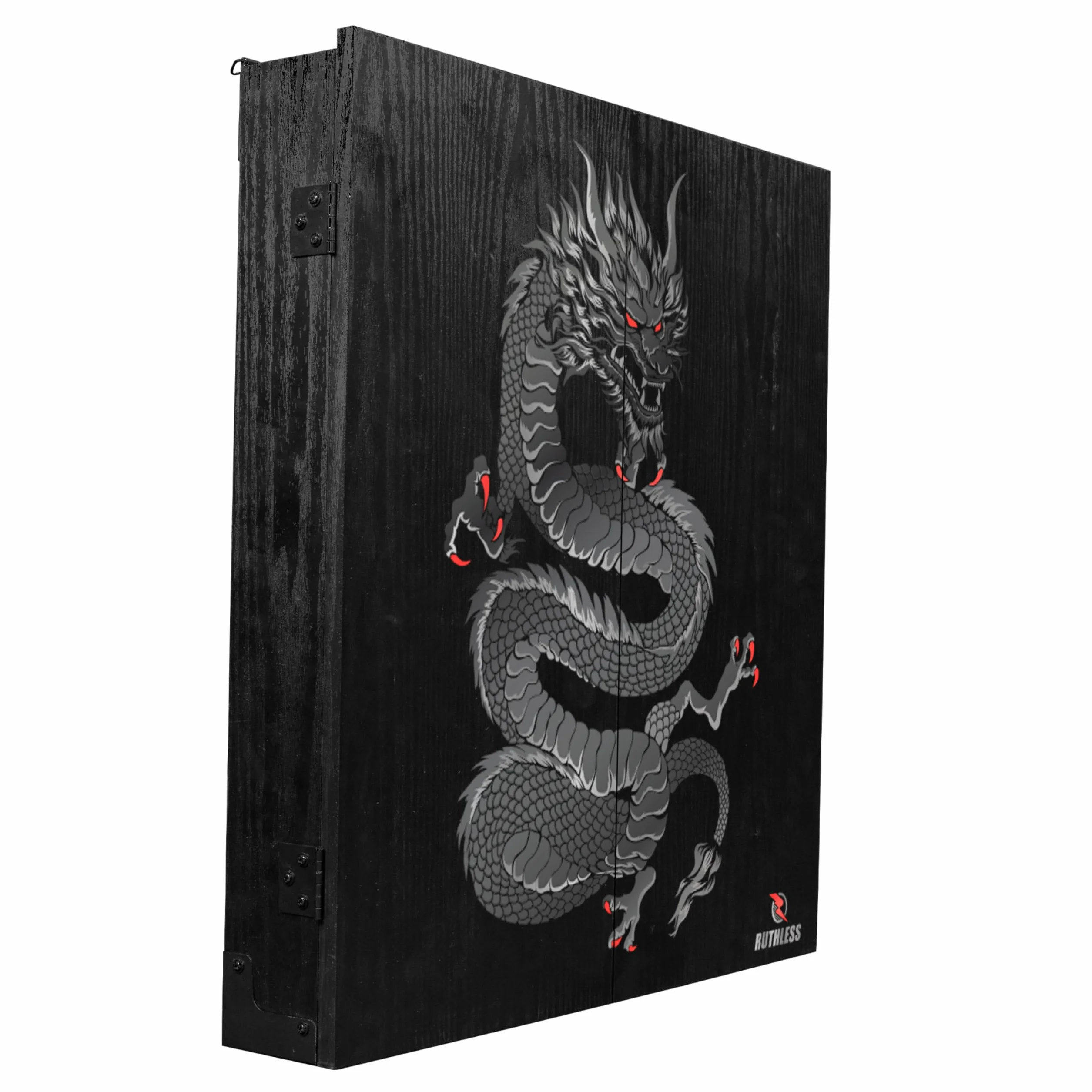 RUTHLESS Gabinete para diana de dardos | Gabinete profesional robusto cuadrado negro para almacenamiento de diana de dardos