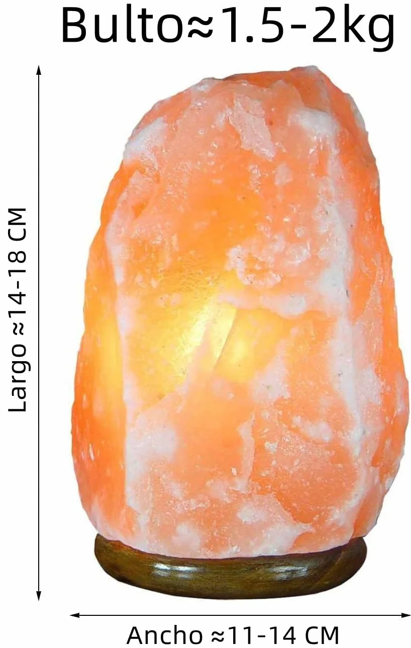 Lámpara de Sal del Himalaya Natural 1.5-2kg PLUS HOME con Bombilla LED Enchufe Europeo