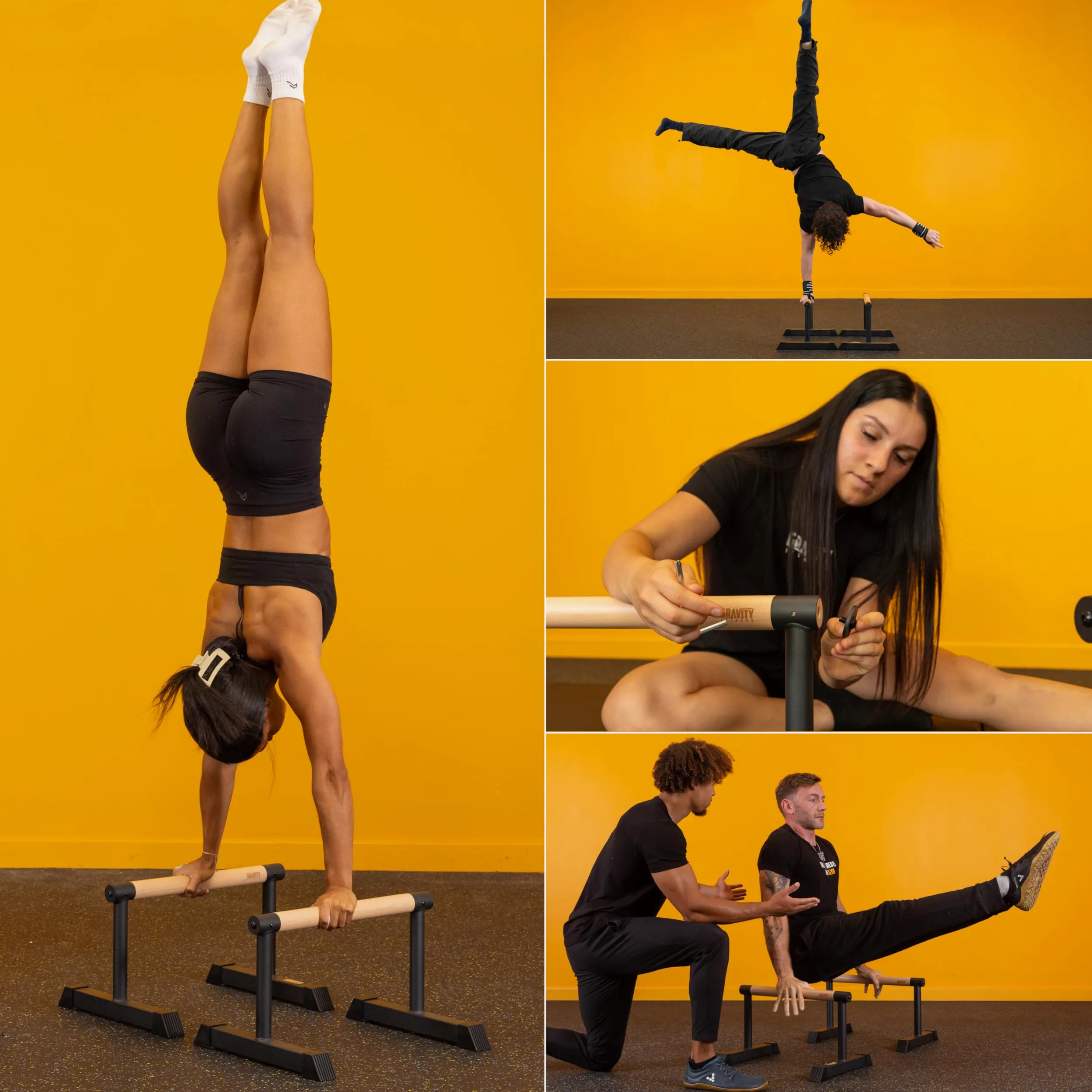 Gravity Fitness Parallettes - Nuevas asas de madera híbridas - Calistenia, Crossfit, uso doméstico y comercial