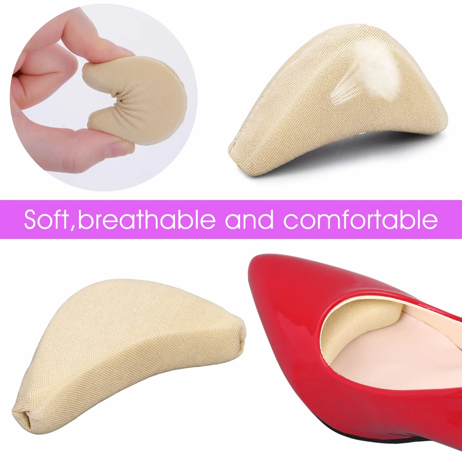 Almohadillas ajustables de esponja suave para zapatos, alivio del dolor de pies, reutilizables