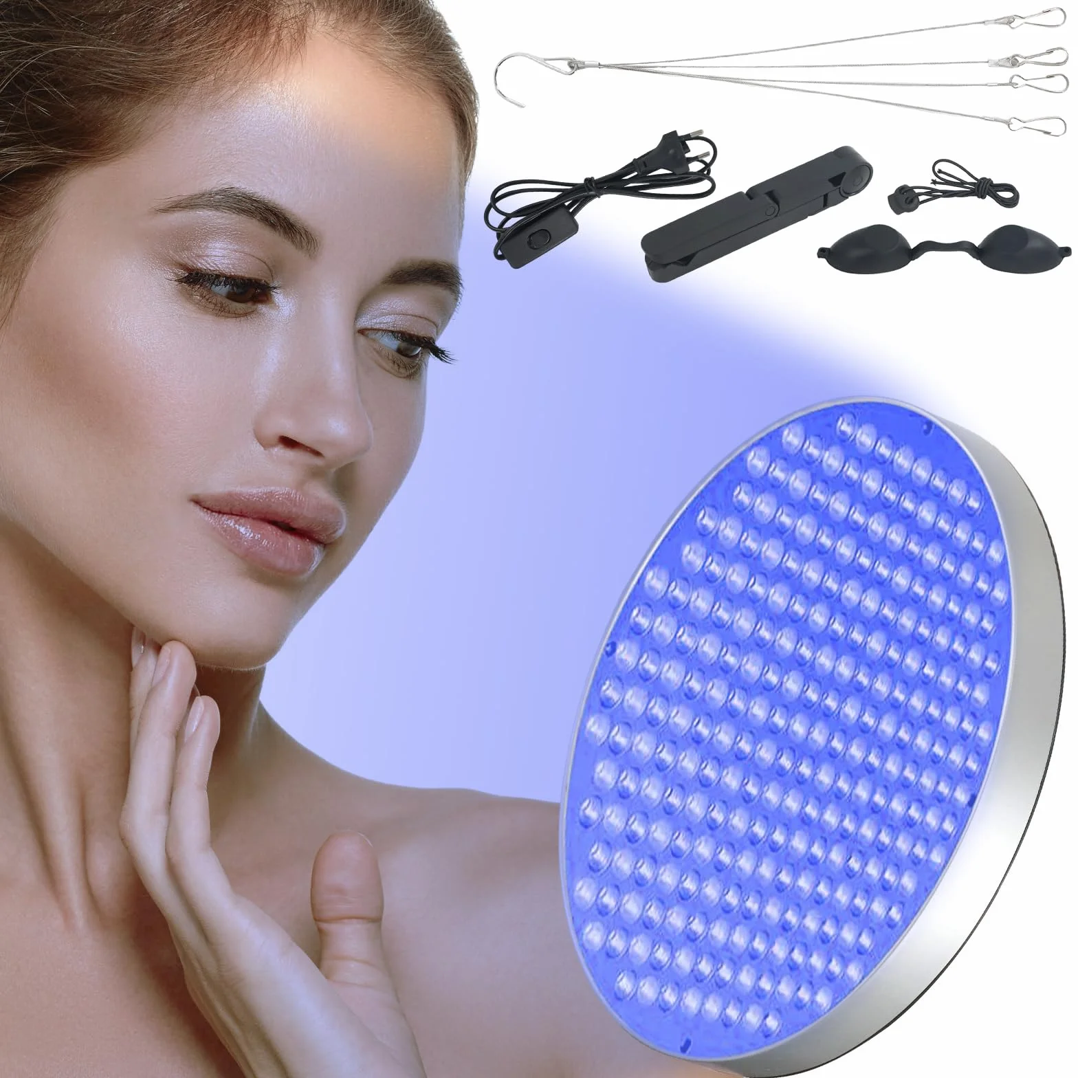 Solarium para el hogar lámpara de bronceado 250 LED 50 W bronceador facial cuerpo y cara plata con gancho