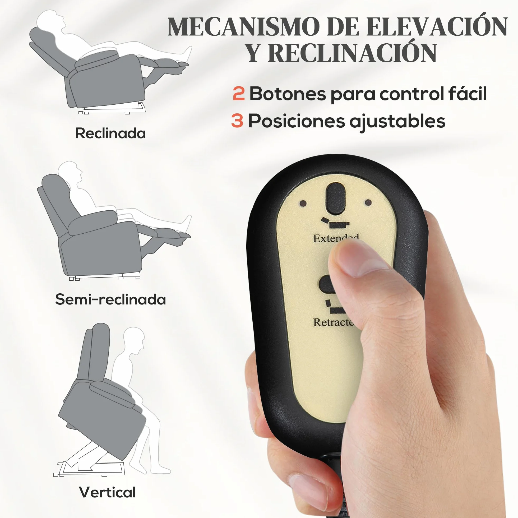 HOMCOM Sillón Relax Reclinable Eléctrico Levanta Personas con 8 Punto de Masaje Calor Lumbar Gris