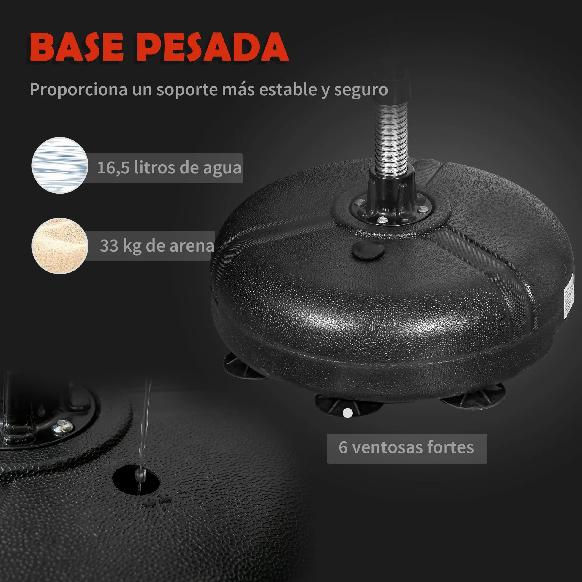 HOMCOM Saco de Boxeo de Pie con Altura Ajustable en 4 Niveles de 133-151 cm, Saco de Boxeo con Base Rellenable, Guantes e Inflador, para Adultos y Adolescentes