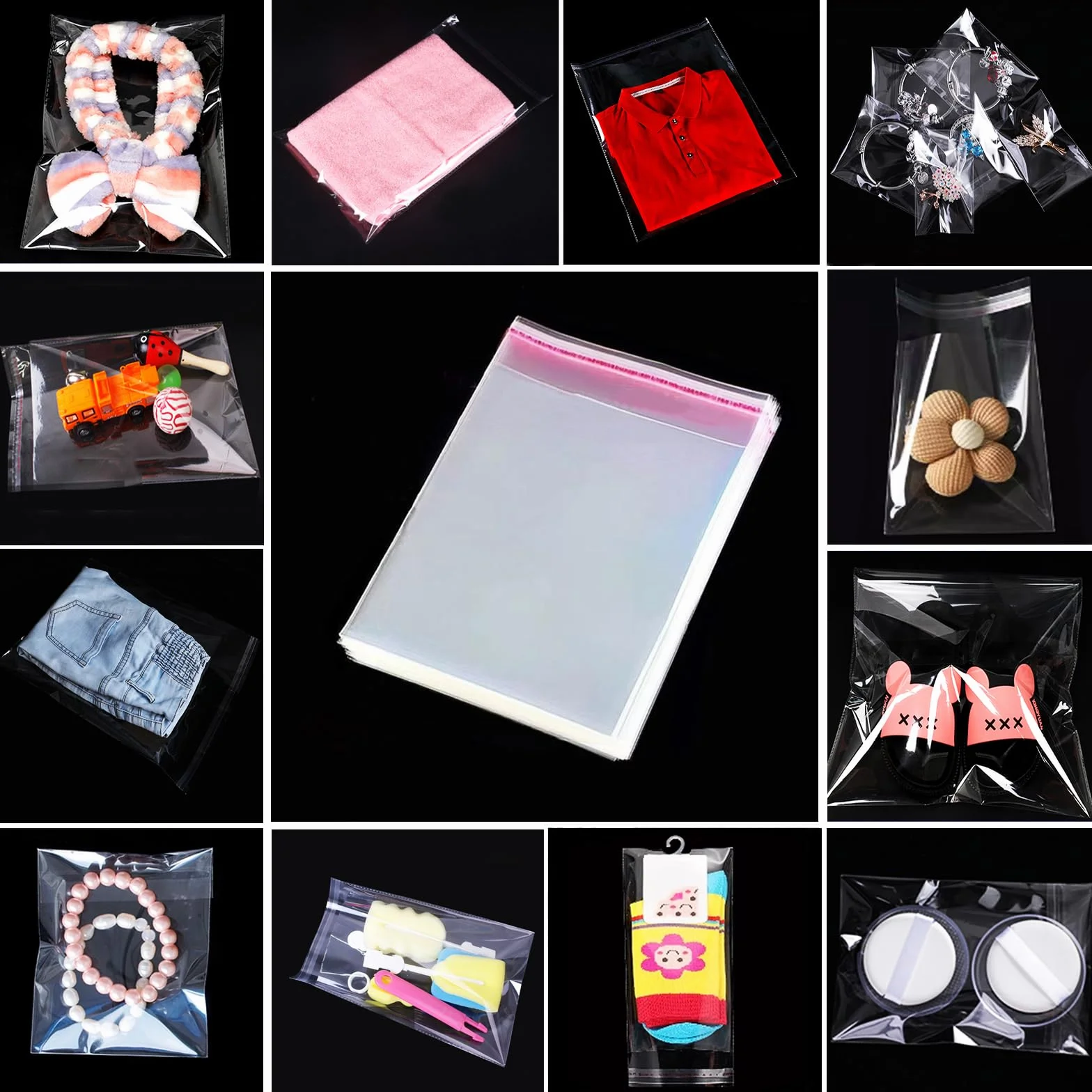 Bolsas de Celofán Transparentes OPP Autoadhesivas 400pcs 12x22cm para Regalo Galletas Dulces