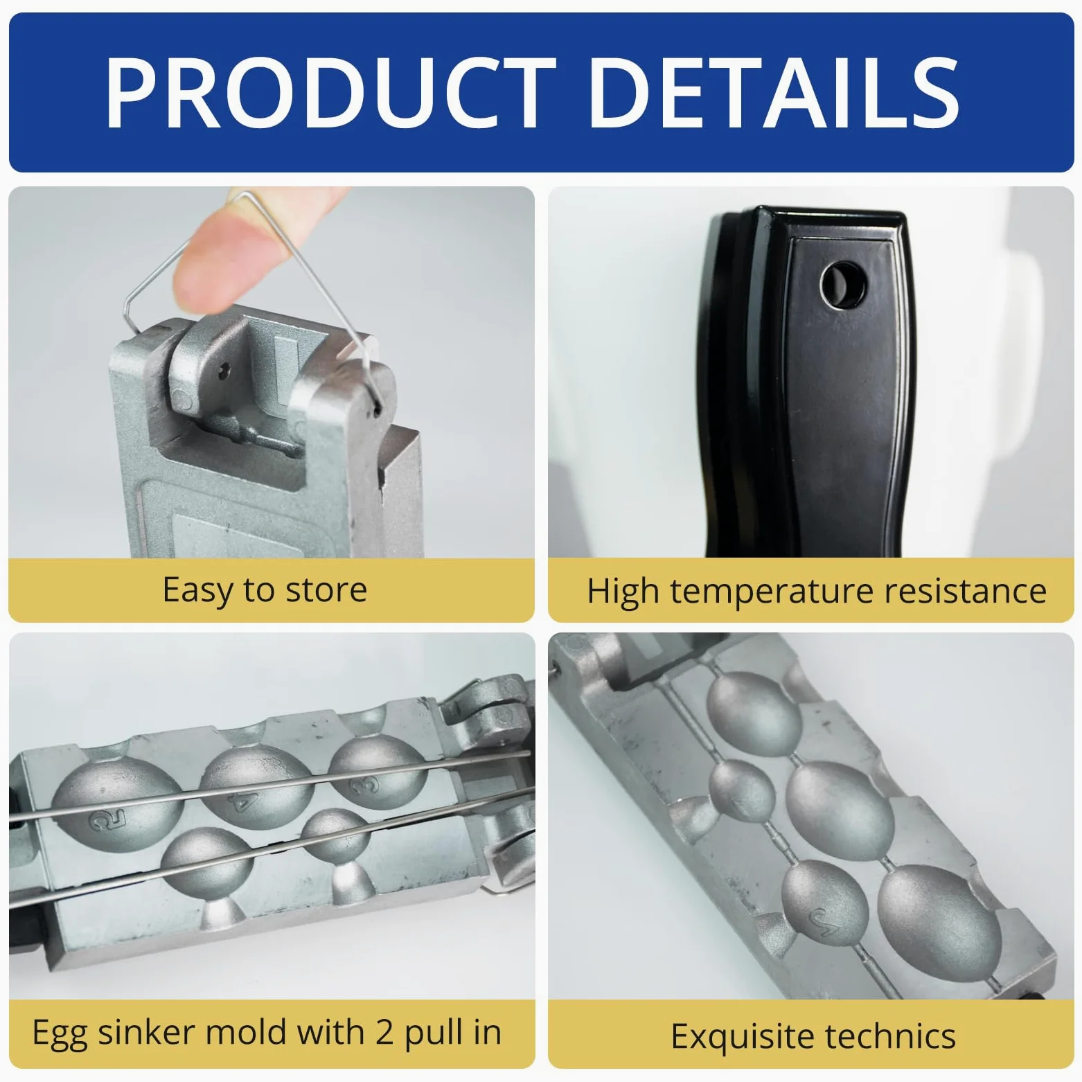 Moldes para plomos de huevo con 5 cavidades de molde, 1 onza, 2 onzas, 3 onzas, 4 onzas, 5 onzas, moldes de plomo con 2 pasadores de tracción