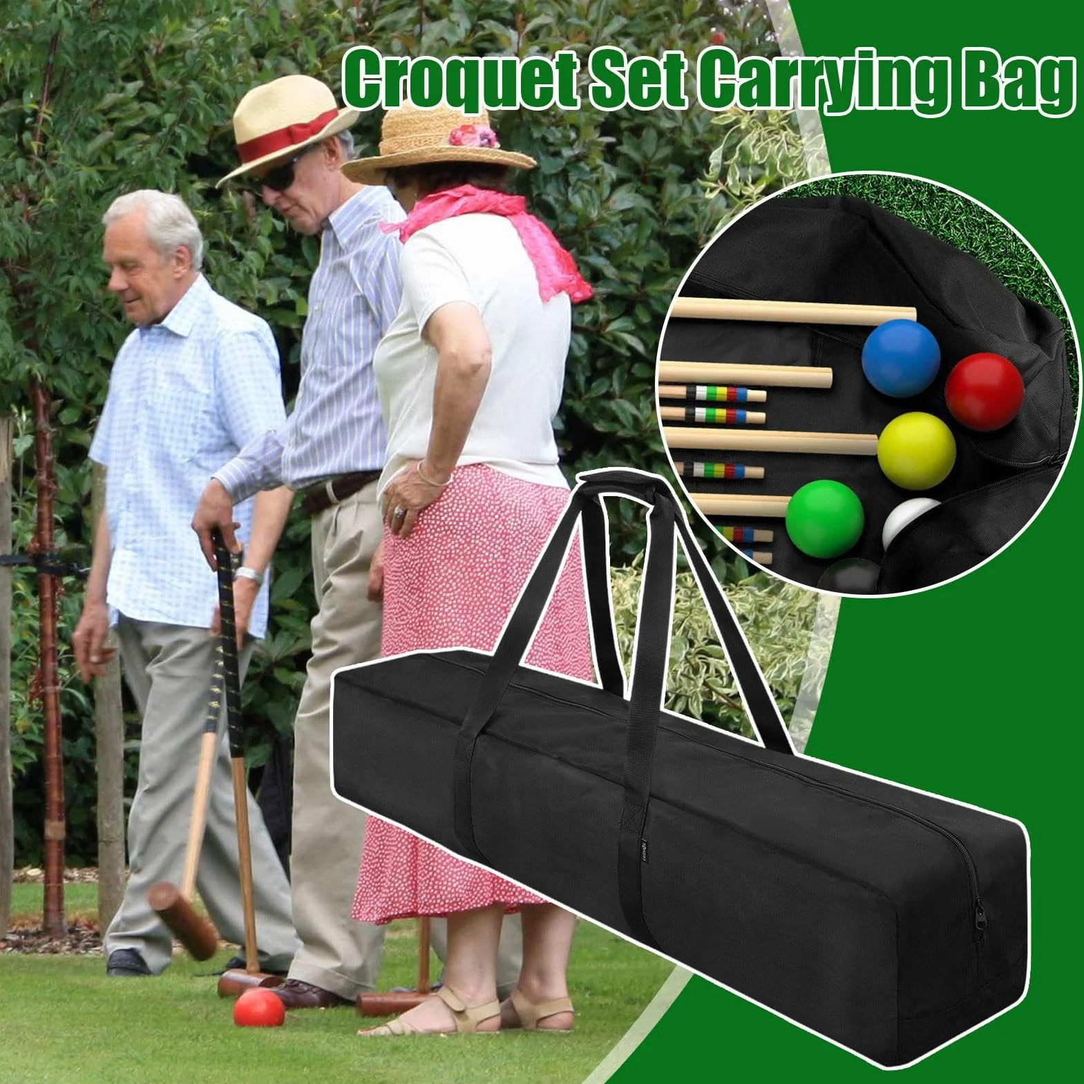 Croquet, bolsa de almacenamiento de croquet, bolsa de equipaje con cremallera, organizador de dispositivos deportivos, crocket de viaje para exteriores
