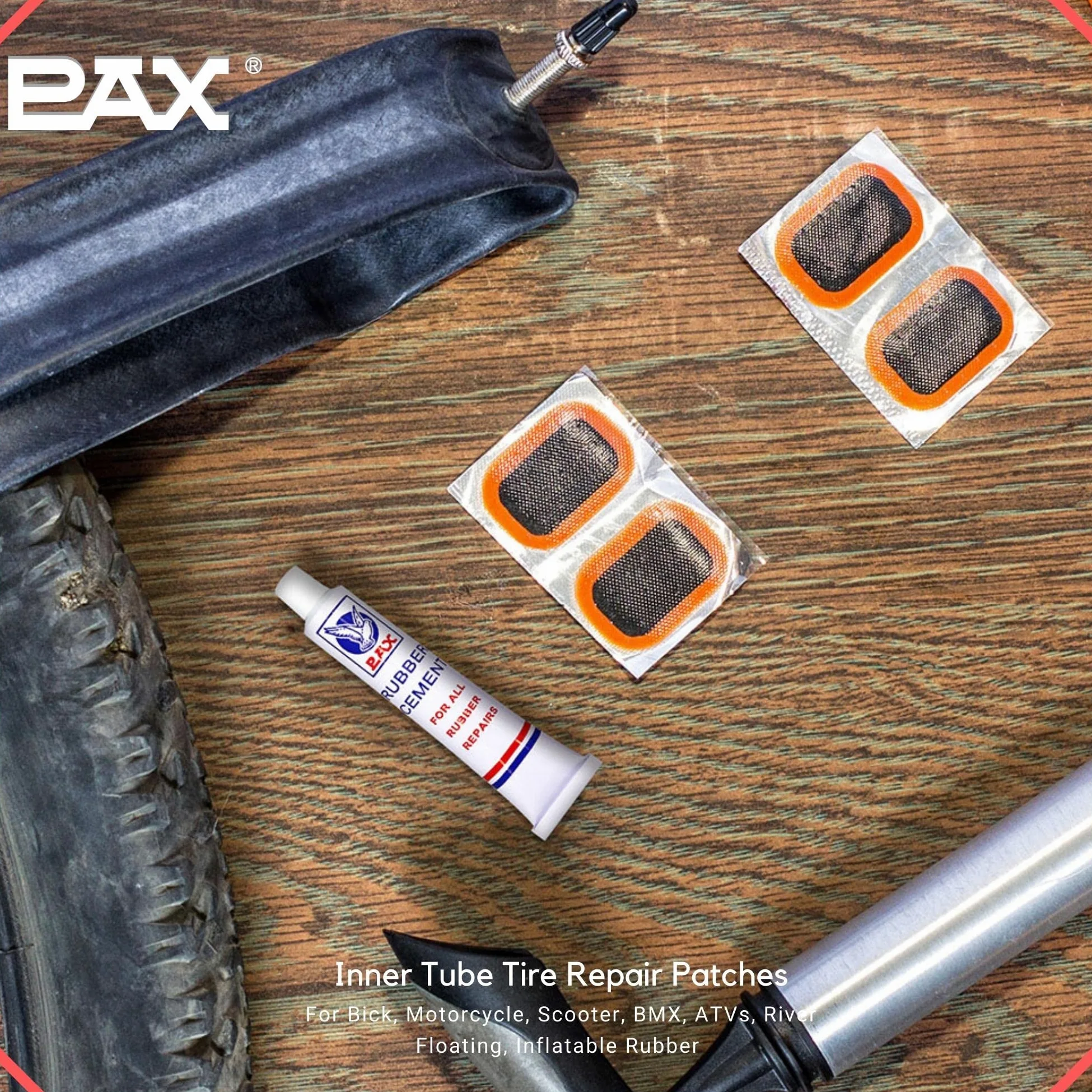 Pax 10 Parches de reparación de neumáticos de Tubo Interior de 65 x 125 mm, Kit de reparación de pinchazos para camión, Motocicleta, Scooter, Bicicleta, BMX, ATV, flotación de río, Goma Inflable