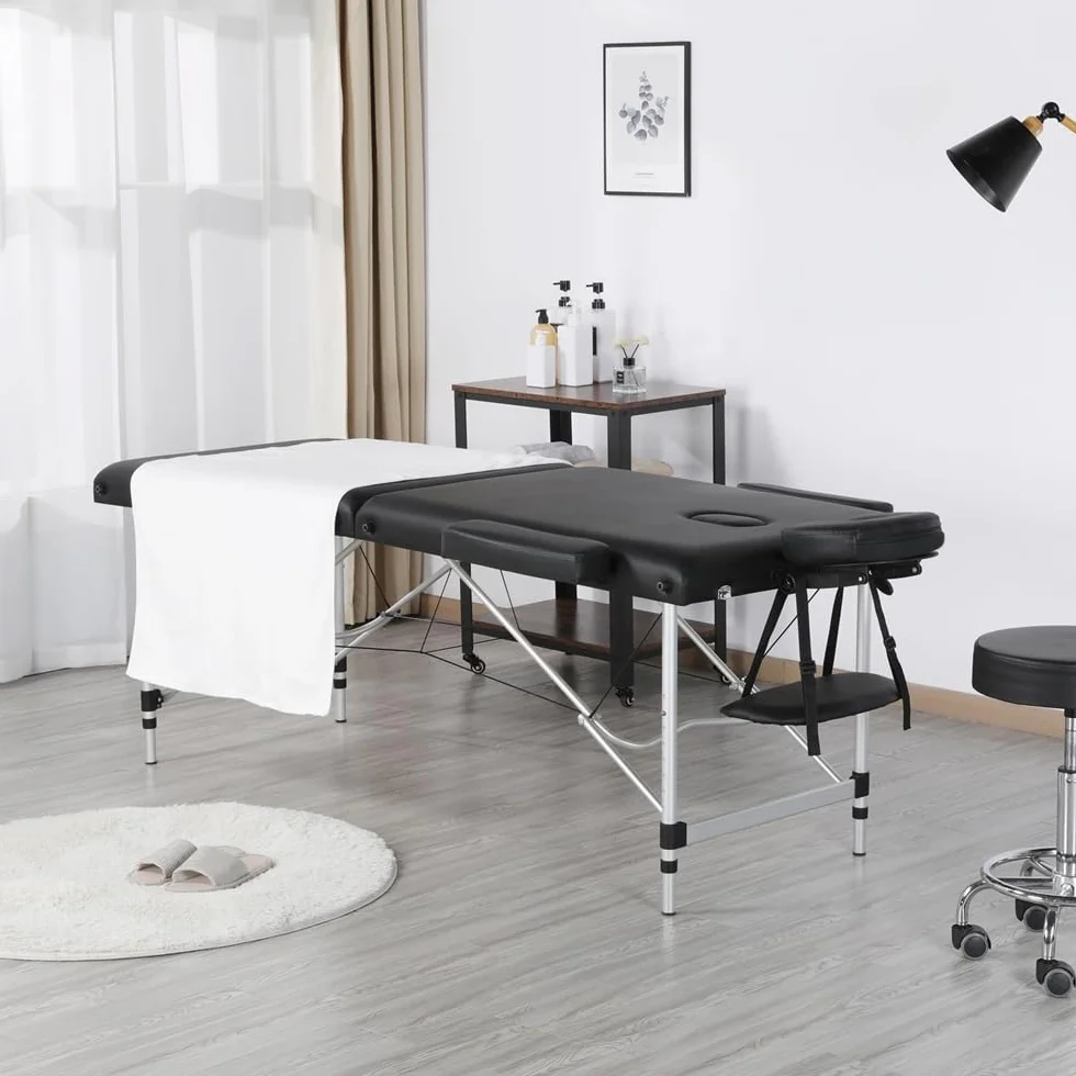 Yaheetech Camilla Masaje Plegable Portátil 2 Zonas 250 kg 213 x 80 cm Negro