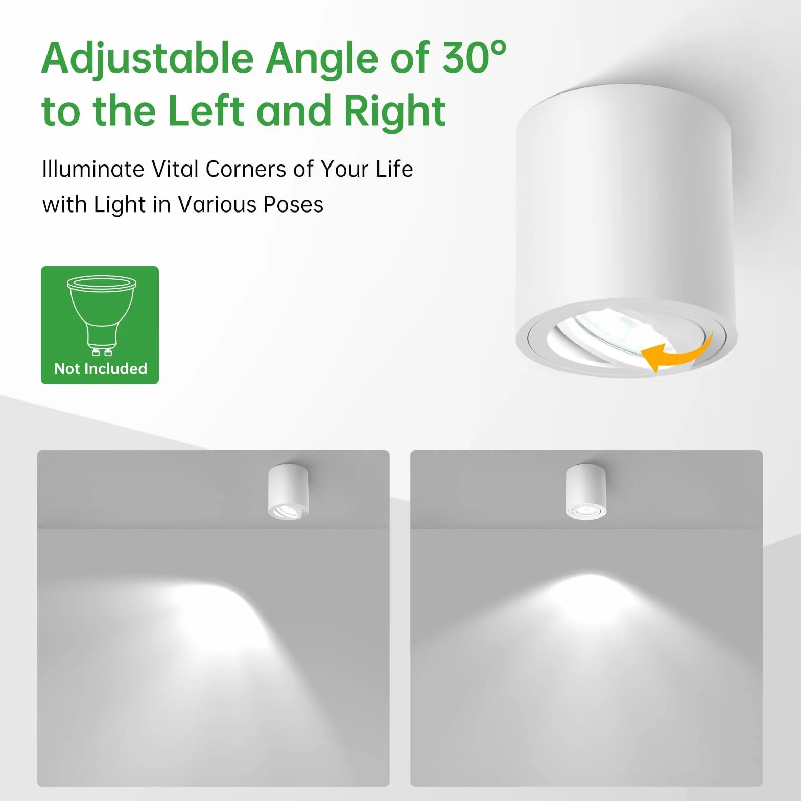 HOMEOW Focos LED Interior Techo Superficie, Pack de 4, Blanco, Aluminio, GU10