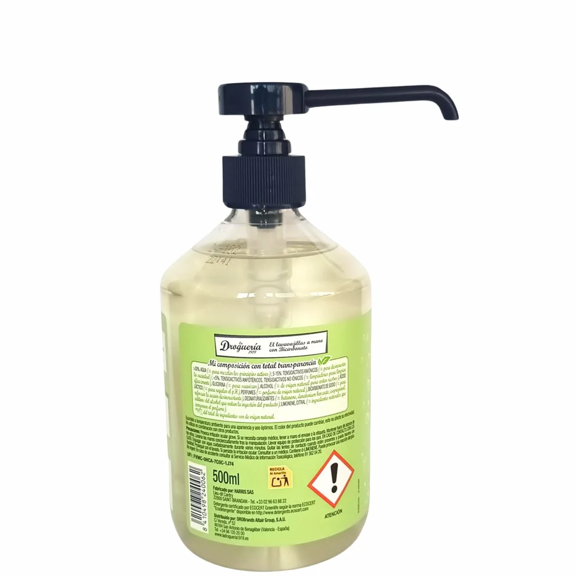 Lavavajillas a Mano Ecológico 500ml 220 Lavados Bicarbonato