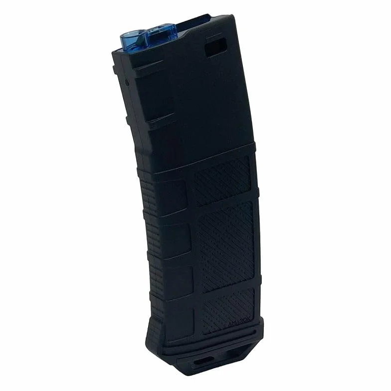 Cargador de Airsoft mid-cap, 250 bolas, Polímero Negro blue, Compatible con M4/M16. A6. Alta capacidad sin ruleta y sin sonido, de polímero de alta resistencia, fácil carga y alimentación constante