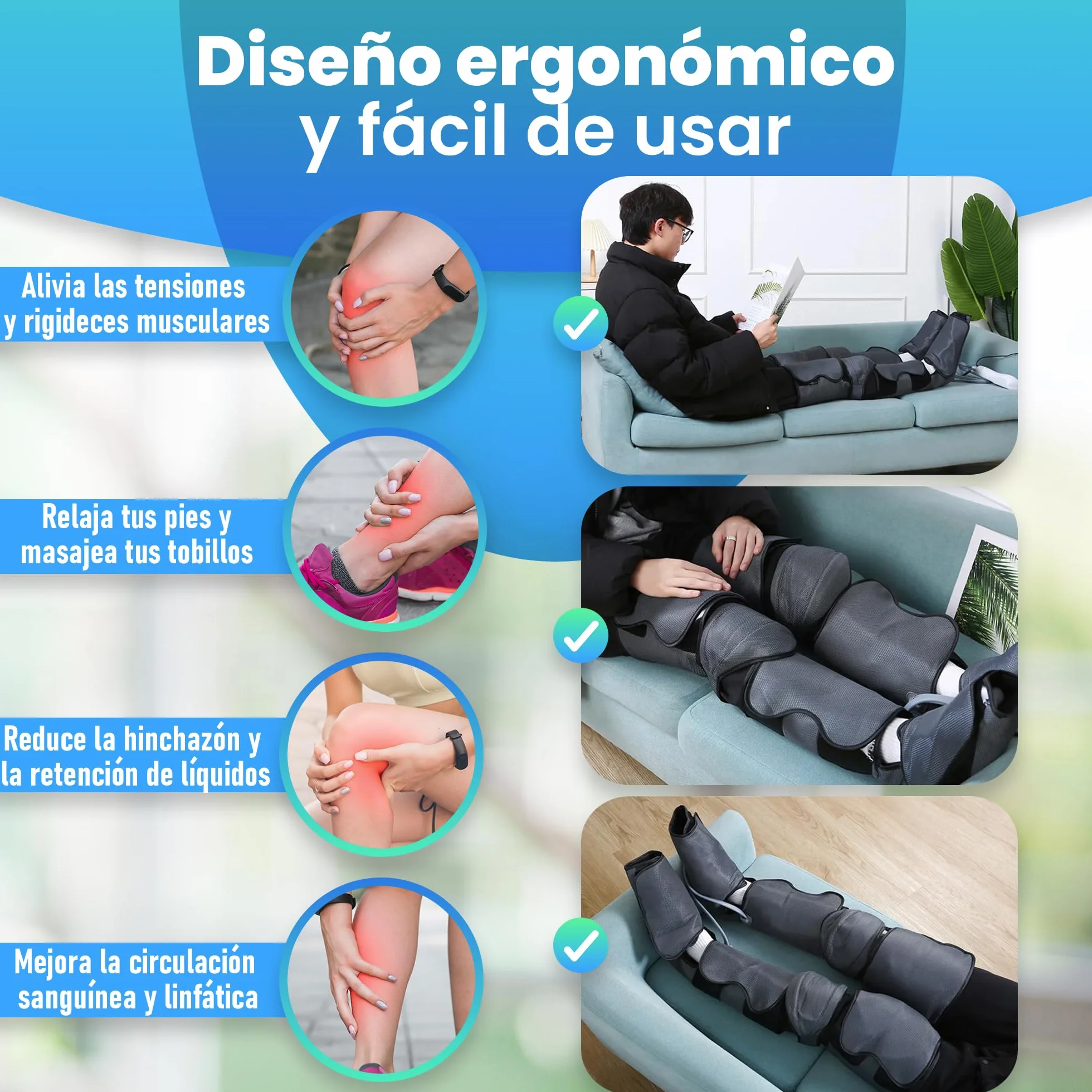 GreatDreams® Botas Presoterapia Masajeador de Piernas con Calor Mejora Circulación Sanguínea Drenaje Linfático