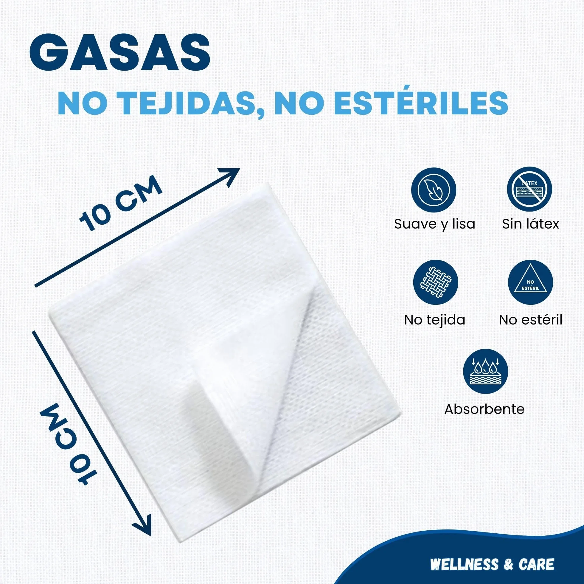 Gasas 4 capas no tejidas 200 uds cura heridas desinfección piel