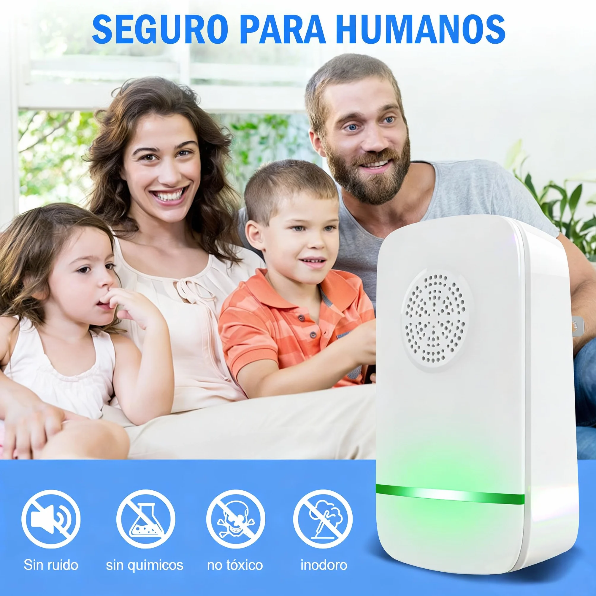 Repelente Ultrasónico de Plagas Electrónico Antimosquitos Control Mosquitos Hormigas Cucarachas Moscas Arañas Chinches Ahuyentador Ratas Ratones Interiores 2 Piezas