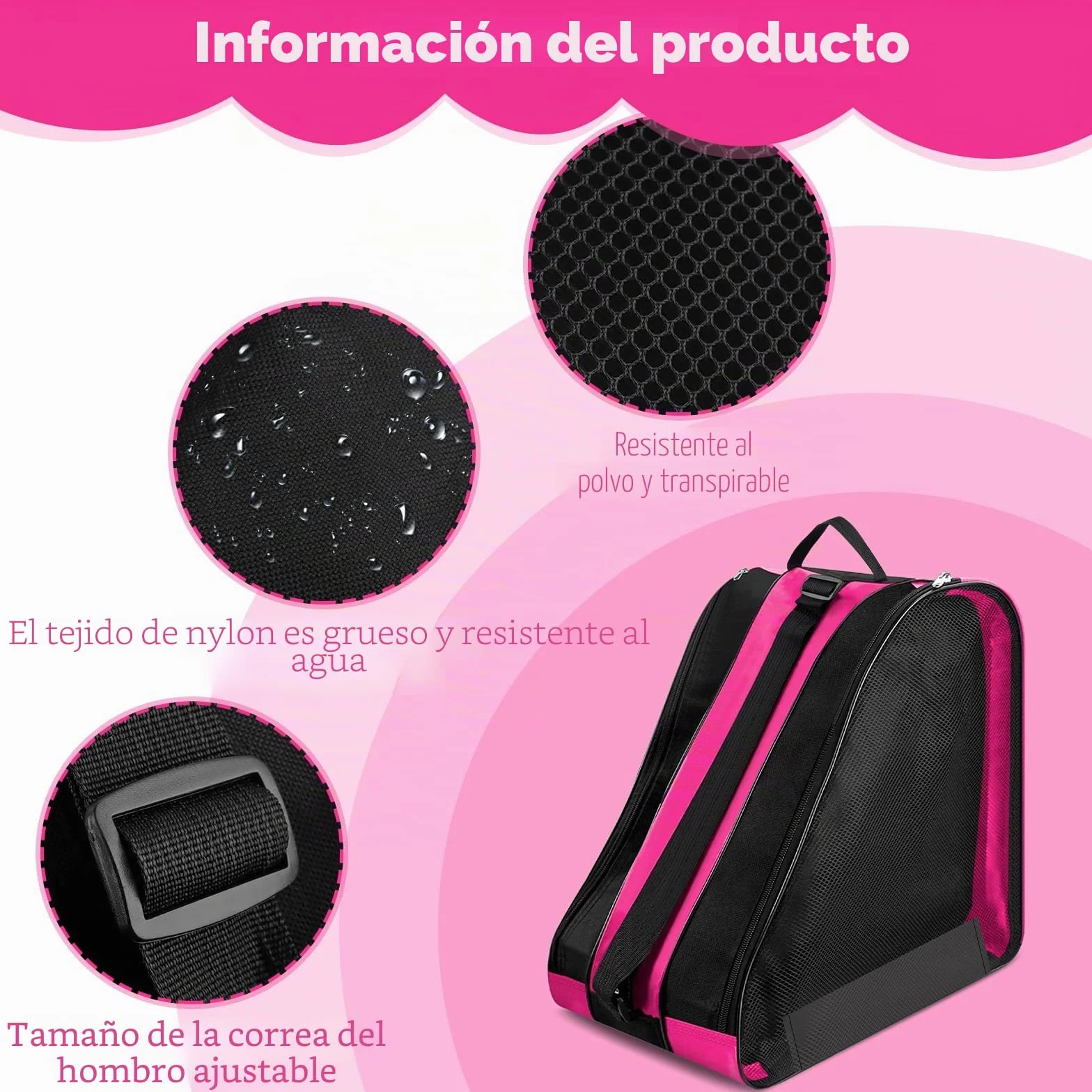 TOSAVGA Mochila para Patines en Linea Bolsa Patines Niña, Bolsa para Patines de Ruedas, Mochila Patines Bolsa Linea Guardar Patnes con 3 Compartimentos para Patines de Hielo y a Rueda