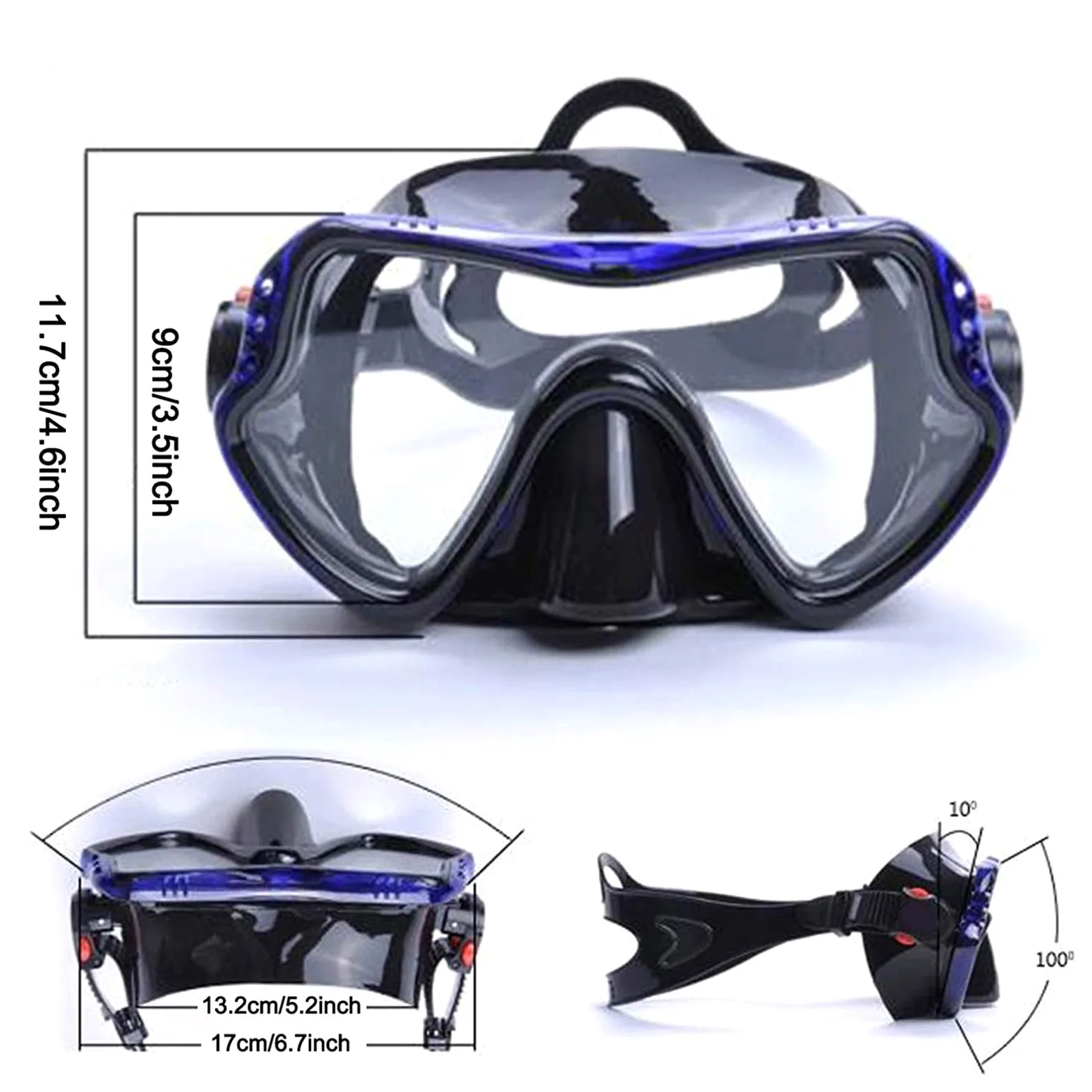 máscara submarina, Máscara de Snorkel Máscaras Buceo Profesionales Gafas visión Amplia Equipo for Deportes acuáticos Submarino