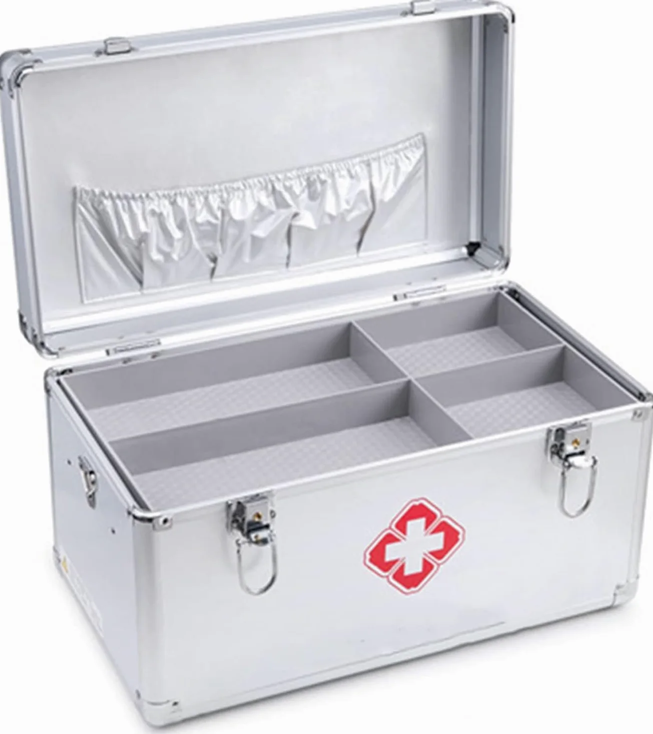 Caja De Bloqueo De Gran Capacidad, Botiquín De Primeros Auxilios, Caja Médica De Aleación De Aluminio con Cerradura, Estuche para Medicamentos, Caja De Almacenamiento De M, Silver, 10inch