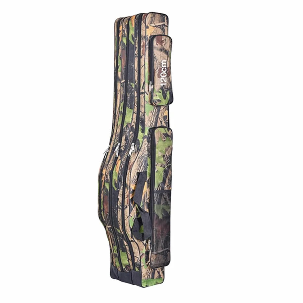 Bolsa portátil para caña de pescar, funda para caña de pescar, camuflaje, 120 cm, para accesorios de pesca, cebo de pesca [marrón]