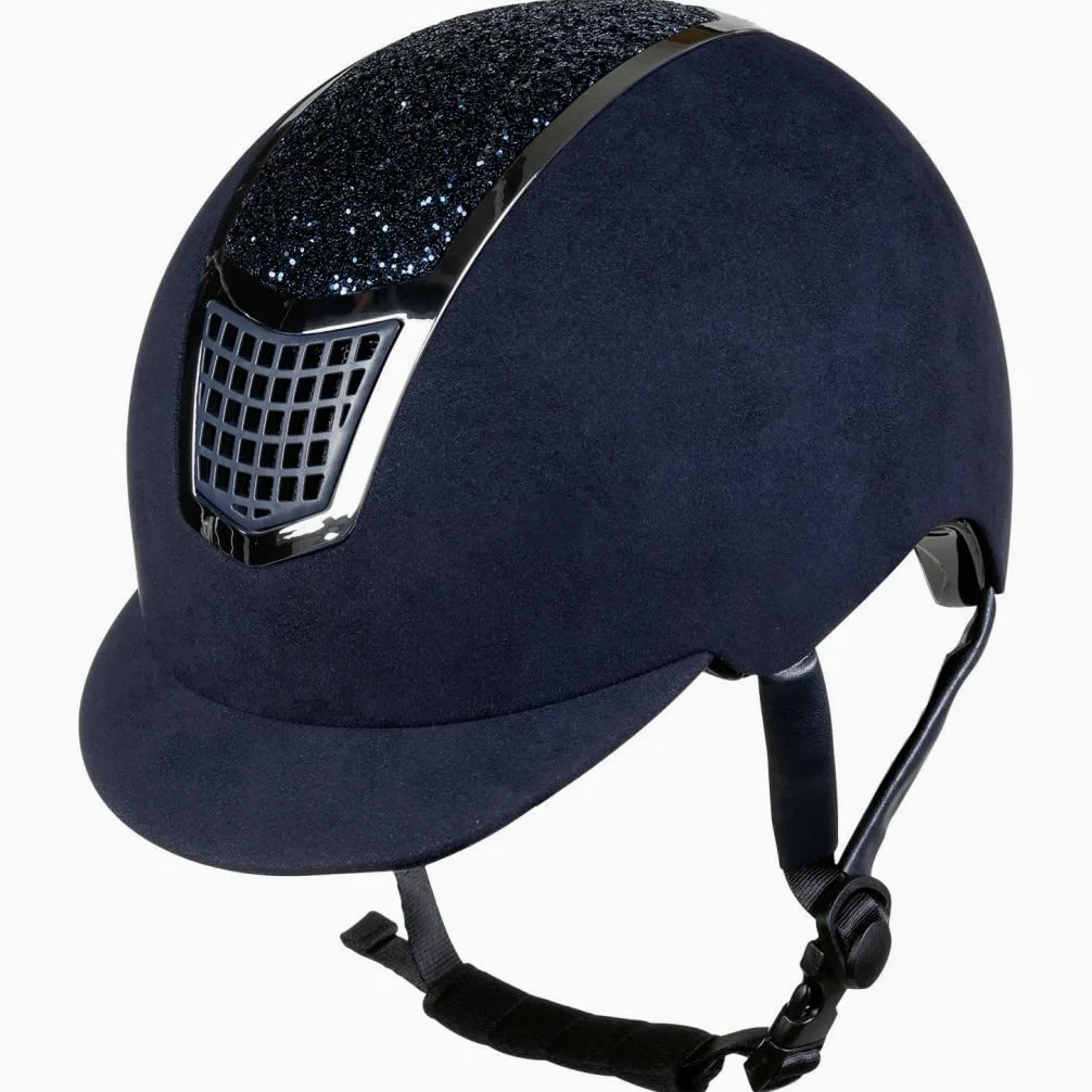HKM Casco de equitación Unisex para Adultos, 6971 Azul Oscuro/Plata, 59-61 cm