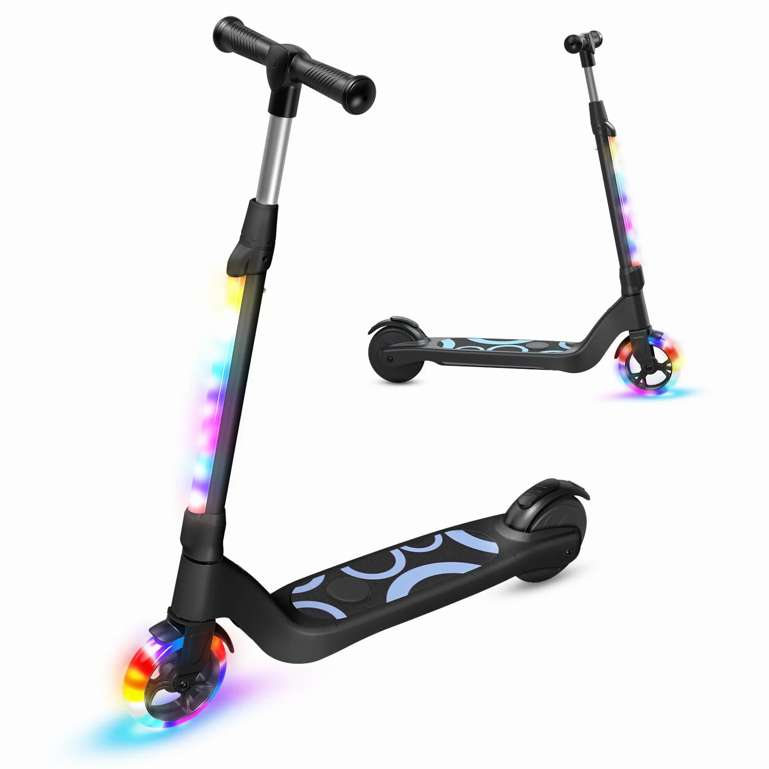 TST Patinete Eléctrico para Niños de 6 a 10 años, con Luces LED, Patinetes Niño con 3 Niveles de Ajuste, Scooter Eléctrico Niños con Ruedas de 5,3" y una Velocidad Máxi 10 km/h y una Carga Máxi 70 kg