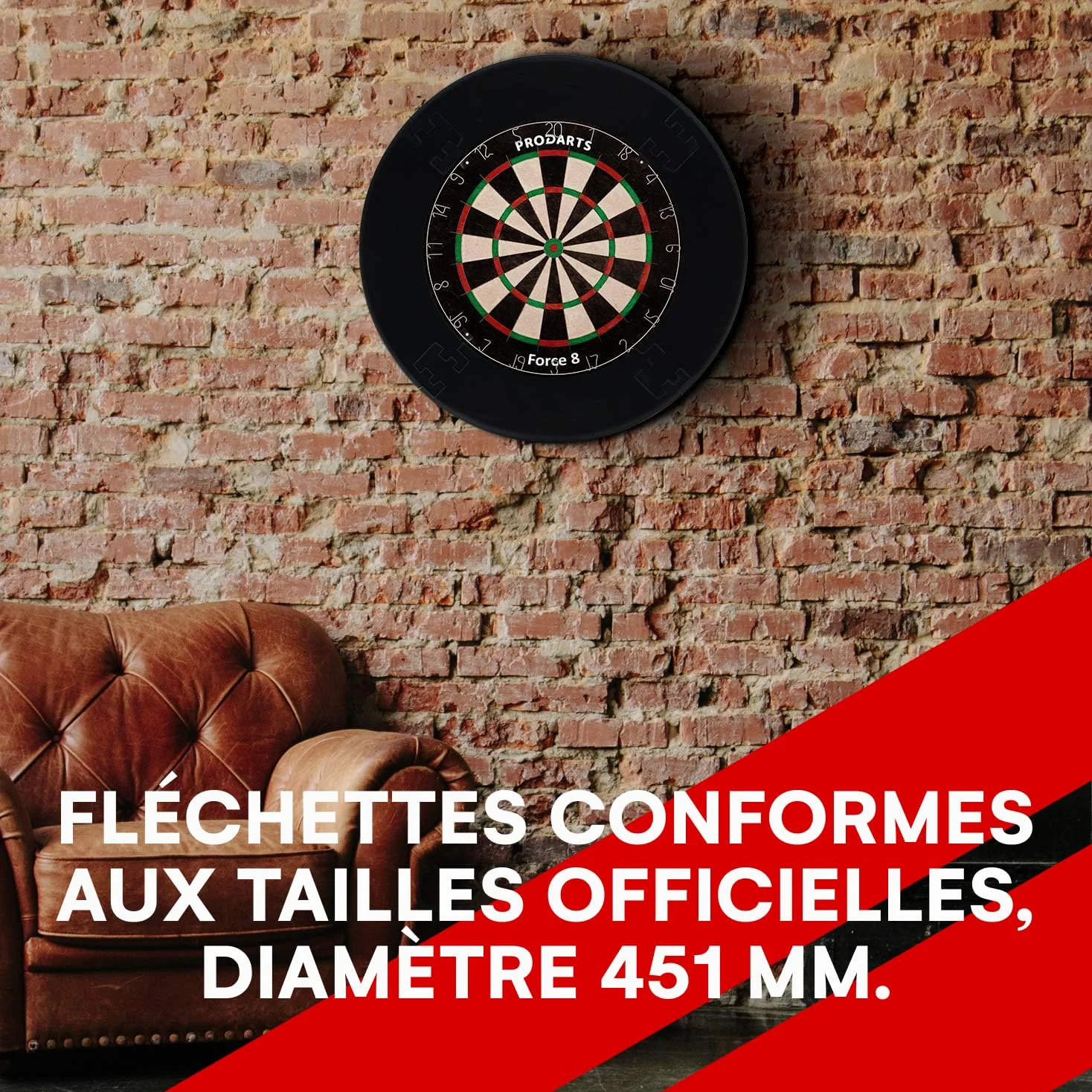Diana De Dardos Dartboard Force 8 - Cerdas De Sisal De Clase A - Construcción De Alambre De Hoja Profesional - 451 X 38 Mm – Juego Dardos + Libro De Reglas + Kit De Ensamblaje