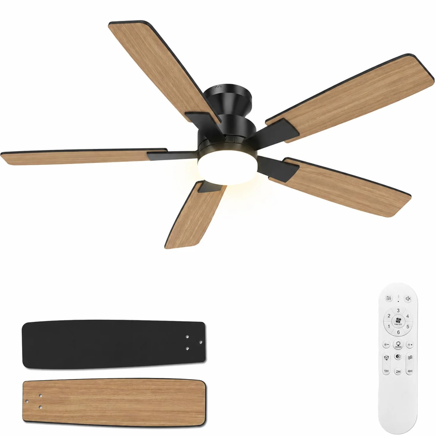 Airwit Ventilador de Techo con Luz 132cm, Silencioso, Mando a Distancia, 6 Velocidades, LED Regulable, Motor DC Reversible