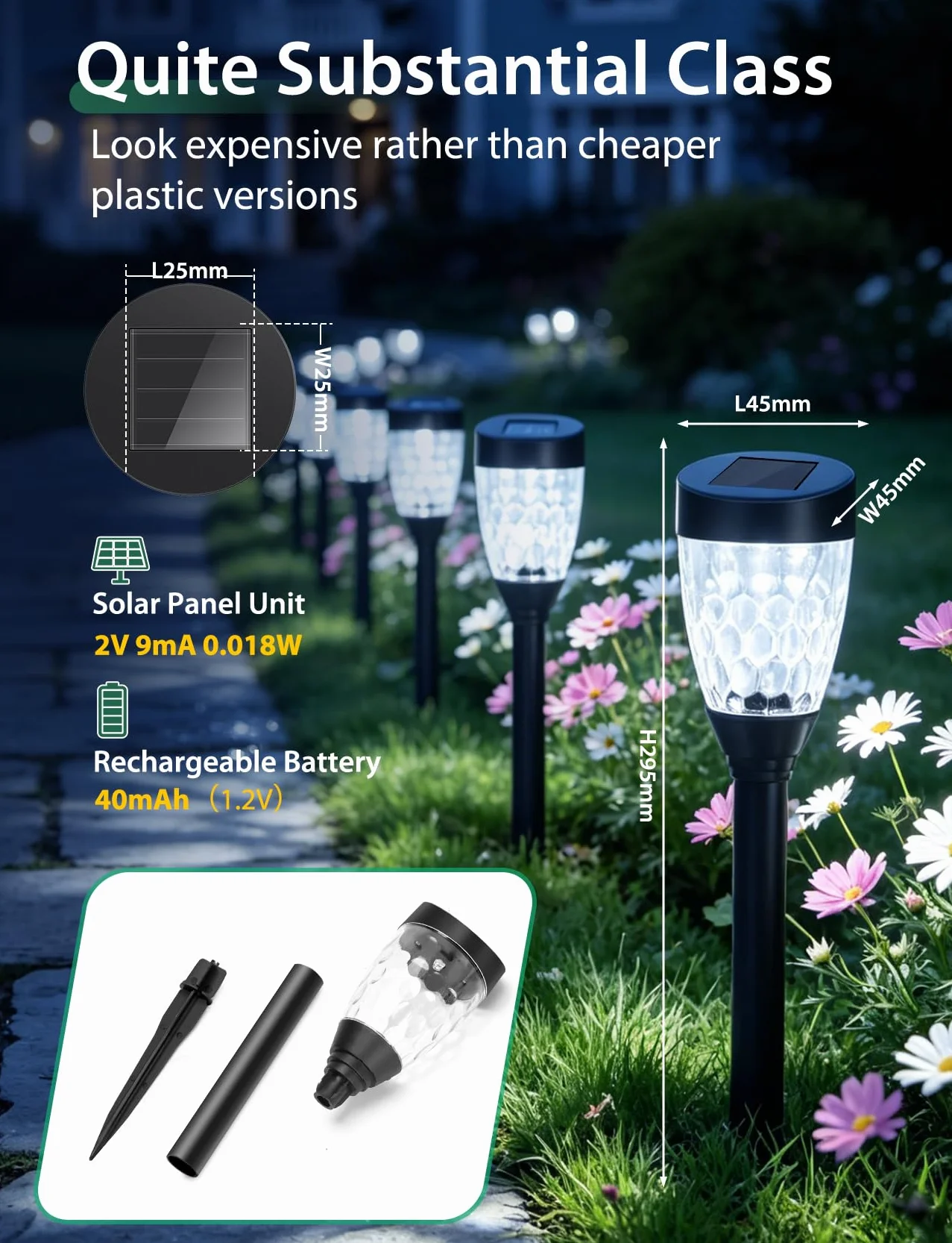 Aigostar Luces Solares Jardín 12 Pcs 6500K Fría Blanca IP44 Impermeable