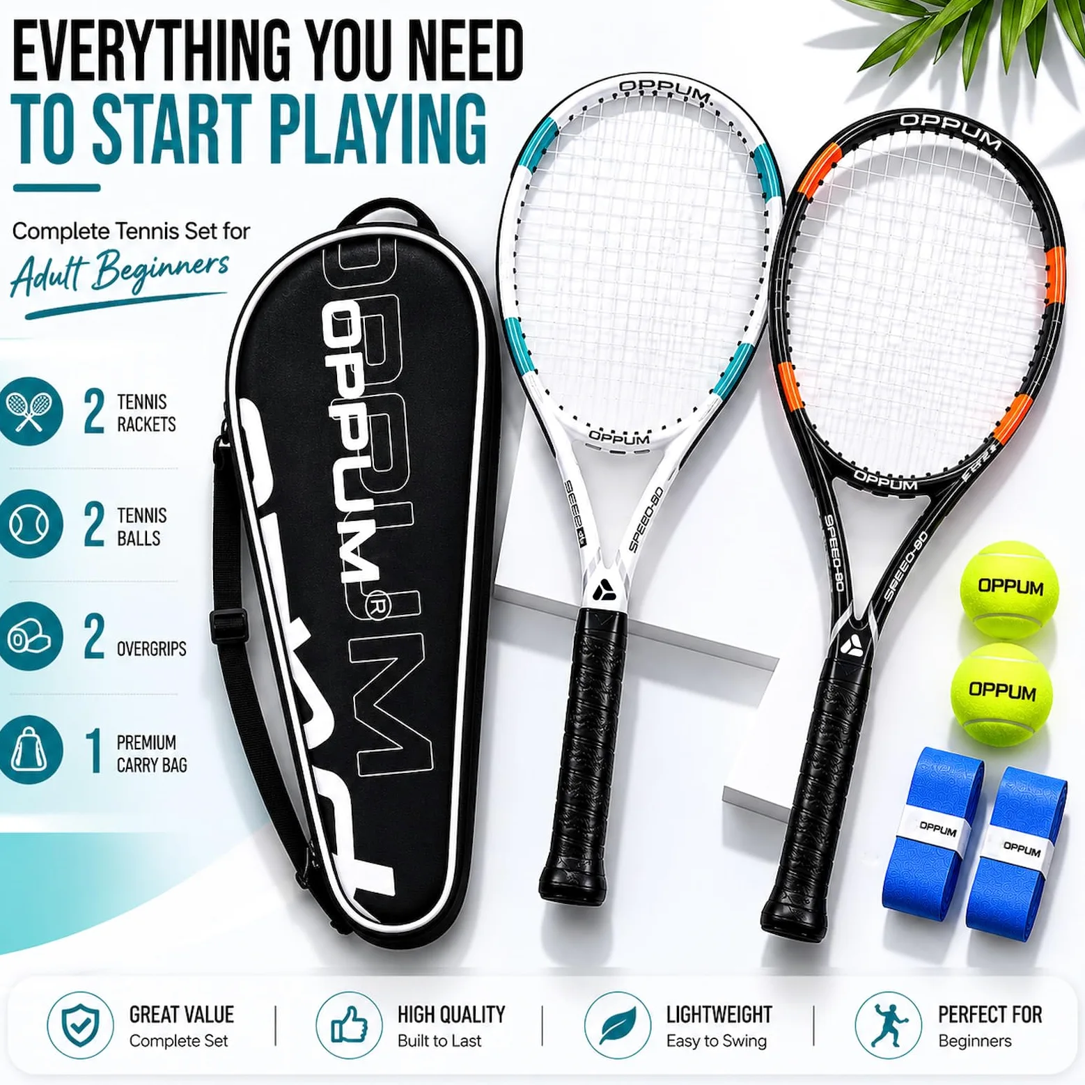 Raquetas de Tenis para 2 Jugadores, 27 Pulgadas, para Estudiantes, Adultos, Mujeres y Hombres, Principiantes, Raquetas de Tenis de Entrenamiento, Agarre de 4 3/8 Pulgadas