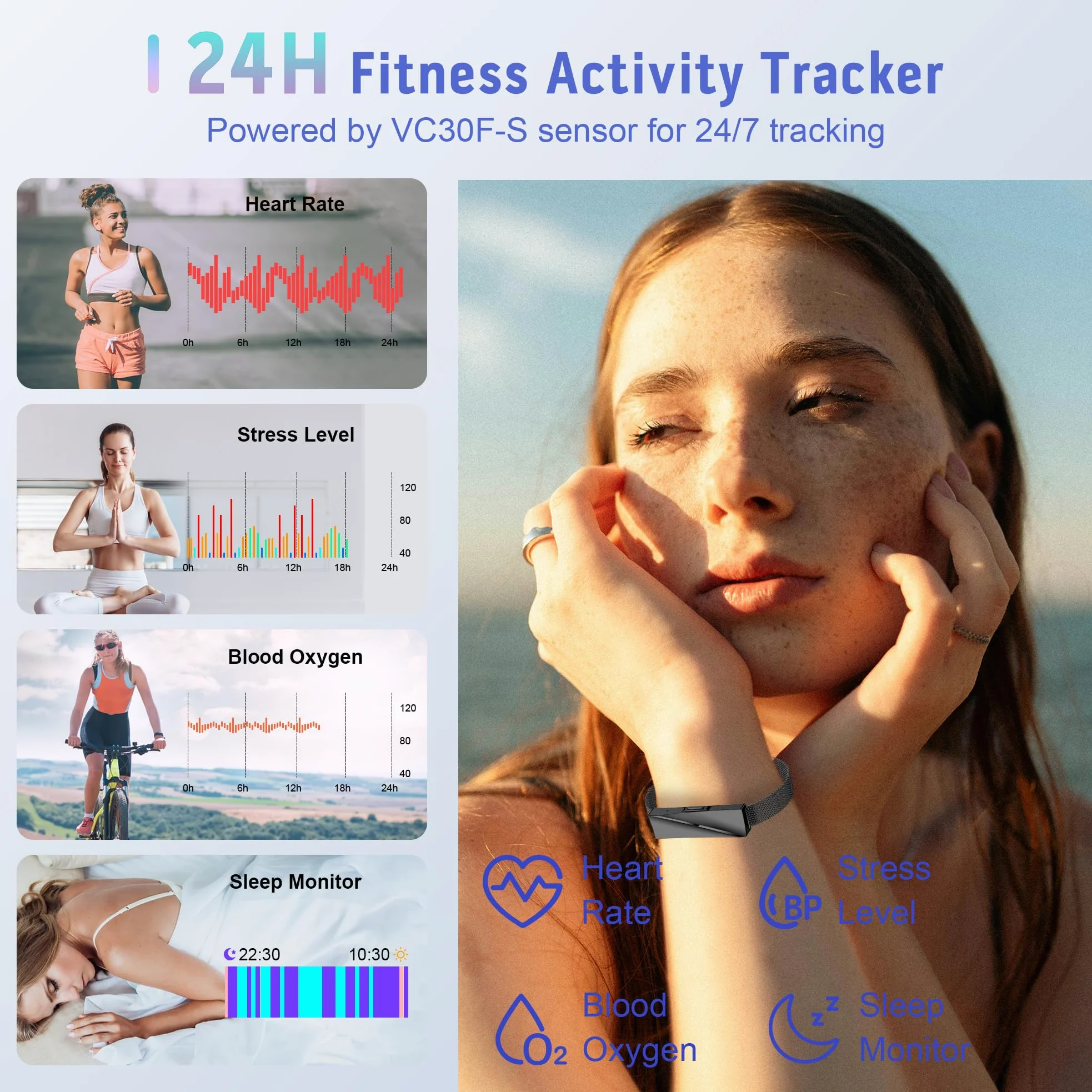 Reloj Deportivo con 170 Deportes, Podómetro Reloj Inteligente Mujer | gps pulsera actividad, notificaciones bluetooth, monitor de sueño, frecuencia cardíaca, spo2, impermeable para android/ios