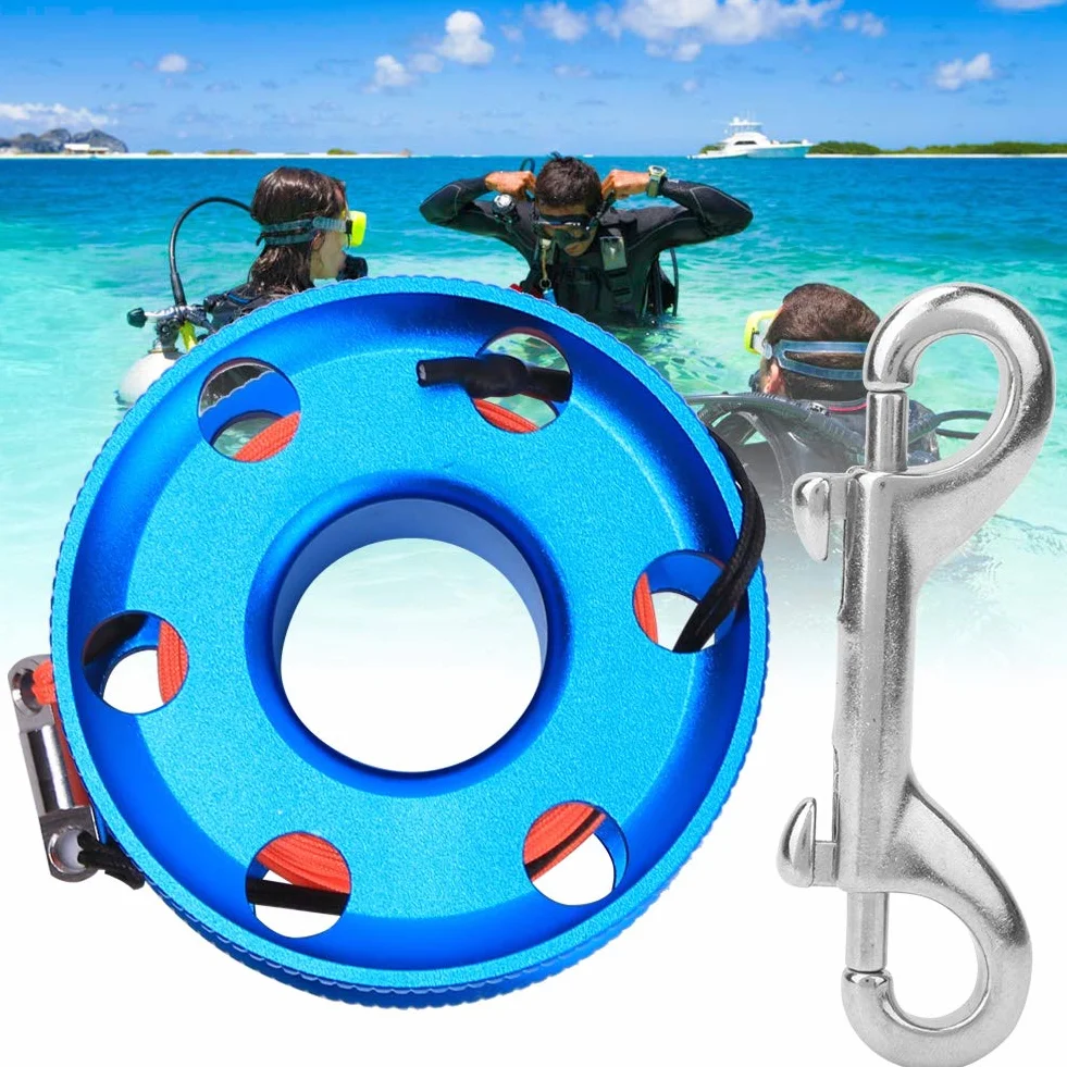 SUNGOOYUE Carrete de Buceo Multiusos, Línea Naranja Fluorescente, Carrete de Carrete de Dedo para Buceo con Clip de Doble Extremo para Actividades de Buceo Técnico en Cuevas