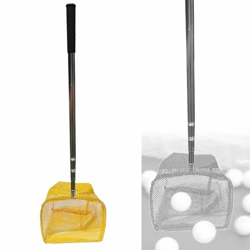 Bolsa de red para recoger pelotas de tenis de mesa con mango de acero inoxidable, herramienta de entrenamiento ajustable para recoger y almacenar eficientemente