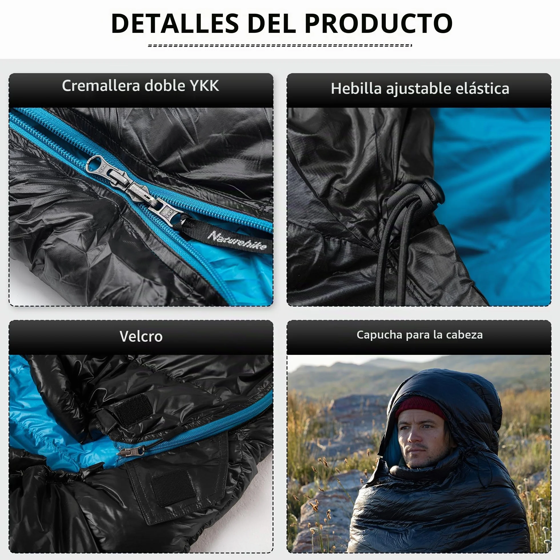 Naturehike CW700 Saco de dormir de plumón ultraligero portátil compacto invierno saco de dormir 4 estaciones para adultos y niños al aire libre camping senderismo viajes con saco de compresión
