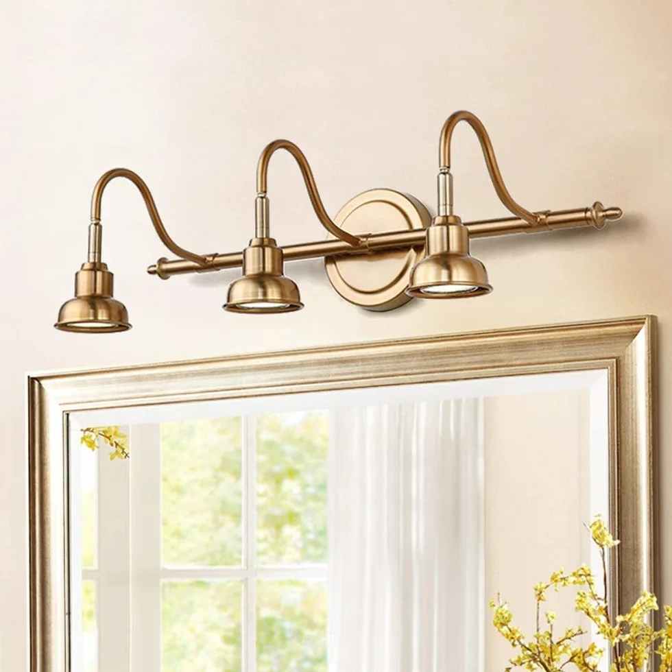 Lámpara LED Retro Antigua de Espejo de Baño, Aplique de Latón, 15W, D53cm, Luz Natural