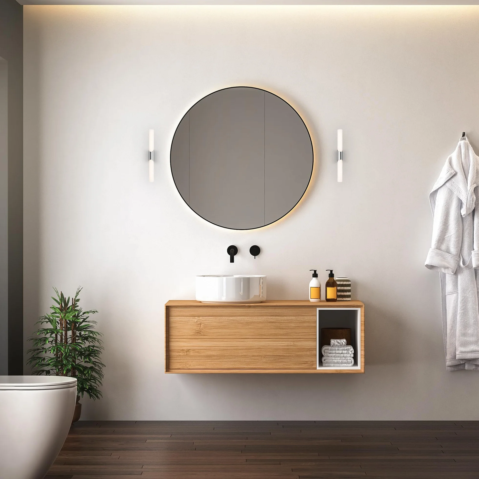 BRILONER Aplique LED baño IP44 6.5W 700lm 4000K cromo-blanco 320x65x68 mm