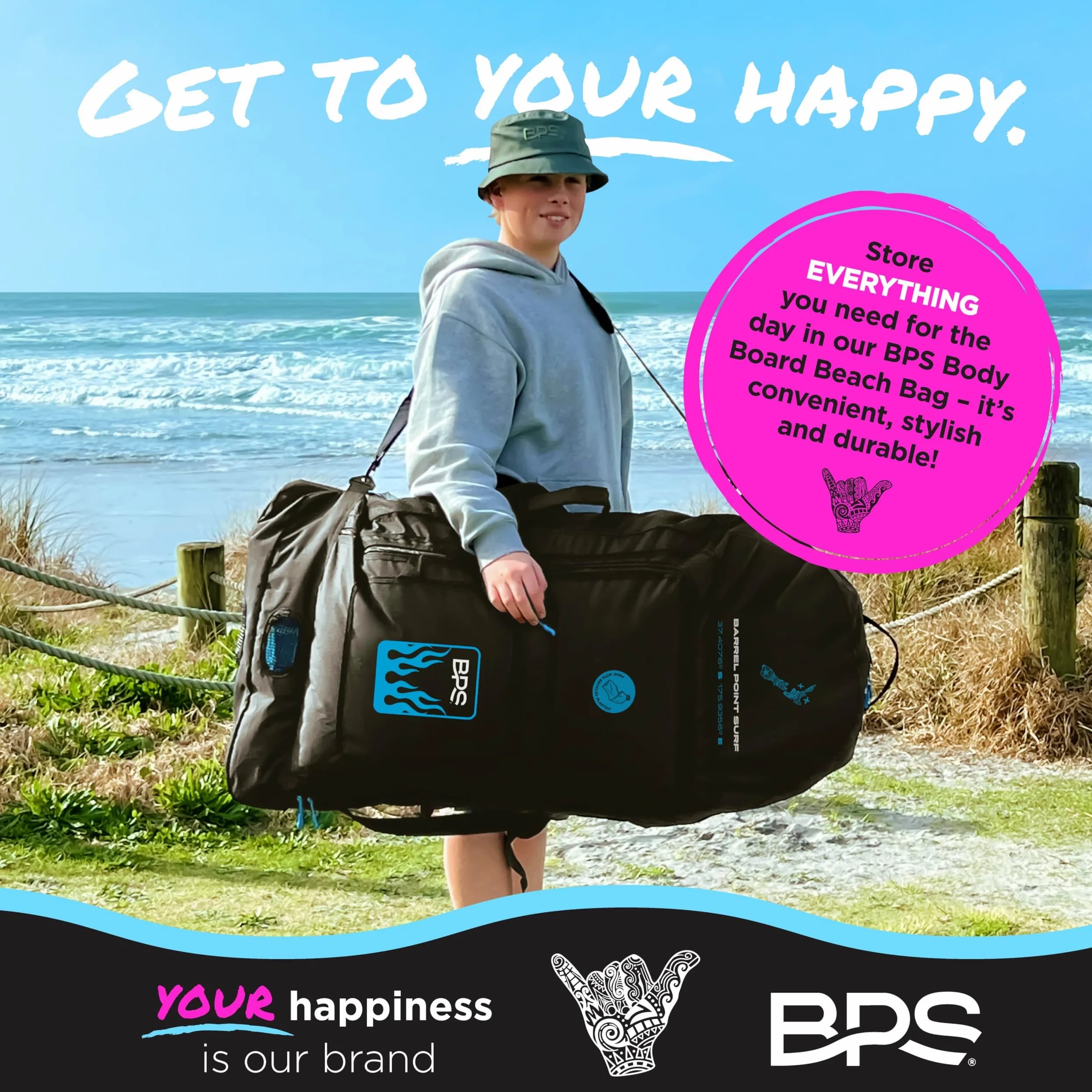 BPS Bolsa de bodyboard de Nueva Zelanda con capacidad de 2 a 3 tablas, hecha de plásticos reciclados, ayuda a eliminar los residuos de vertederos y océanos