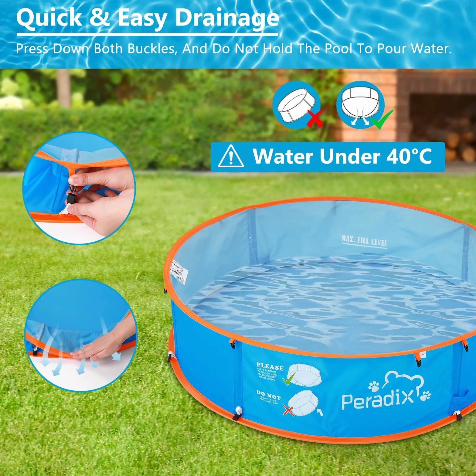 Peradix Splash Pool 4 en 1 con toldo UV y mosquitera portátil para niños
