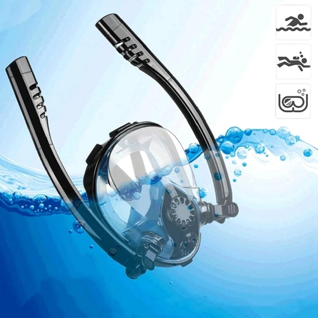 Hombres Adultos Mujeres Mascarilla Doble Respiración Tubo De Silicona Mascarillas De Snorkel De Buceo De Buceo De Buceo