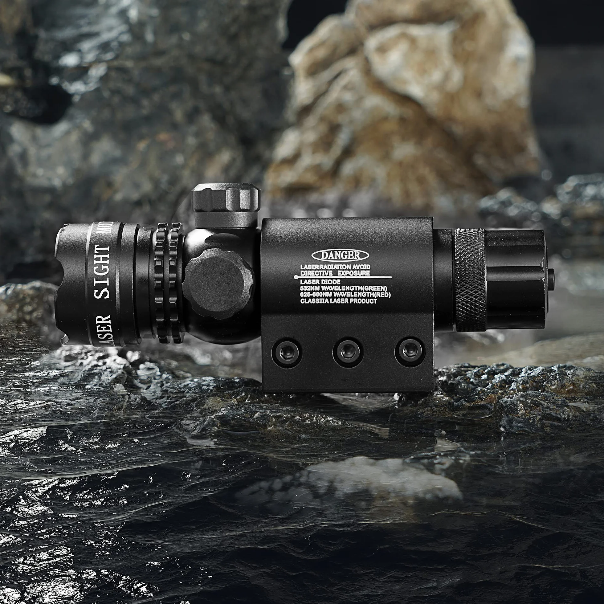 Puntero Laser Potente con Mira Telescópica y Soporte Picatinny, Ajustable para Riel 11 mm y 22 RF Airgun