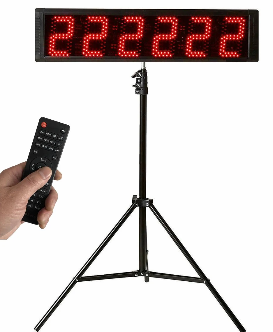 Reloj de carrera con trípode de 5.6 pulgadas, temporizador de carreras, reloj digital de cuenta regresiva, con temporizadores de entrenamiento de intervalos de gimnasio, cronómetro, para