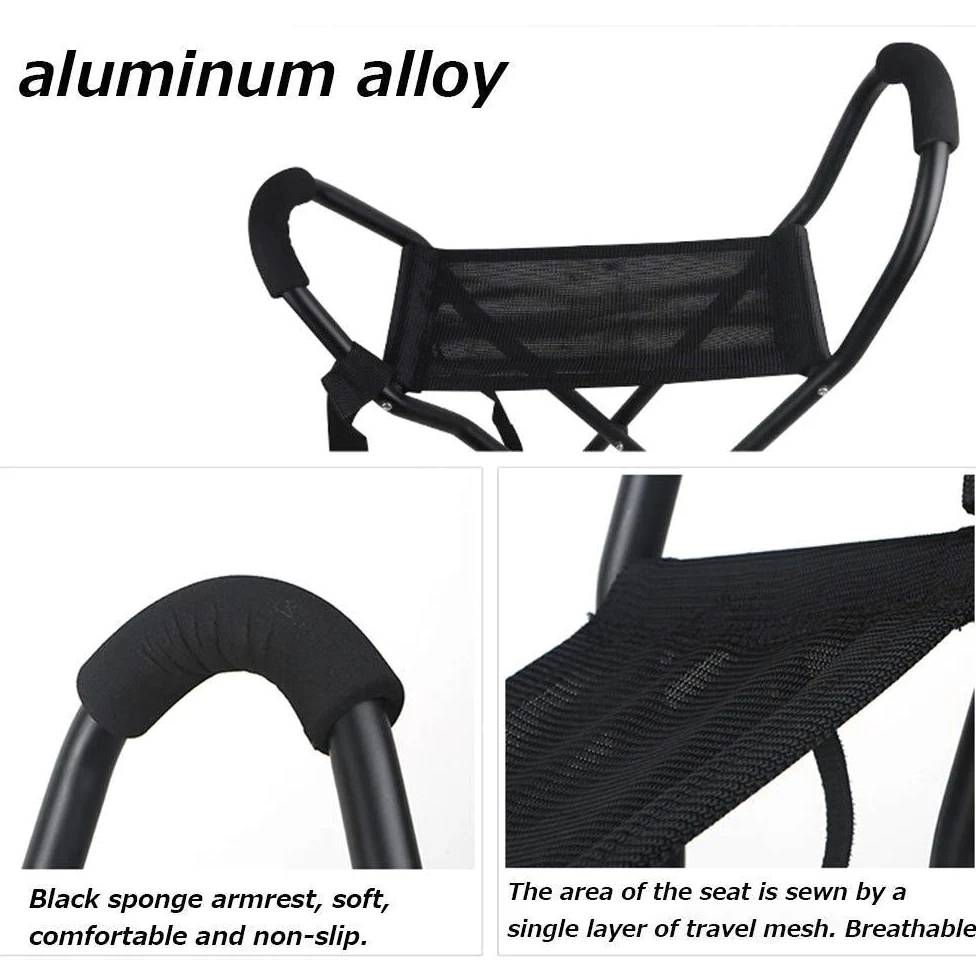Silla plegable para ancianos, marco de aluminio antideslizante, ultraligera, portátil, taburete de descanso para uso en exteriores