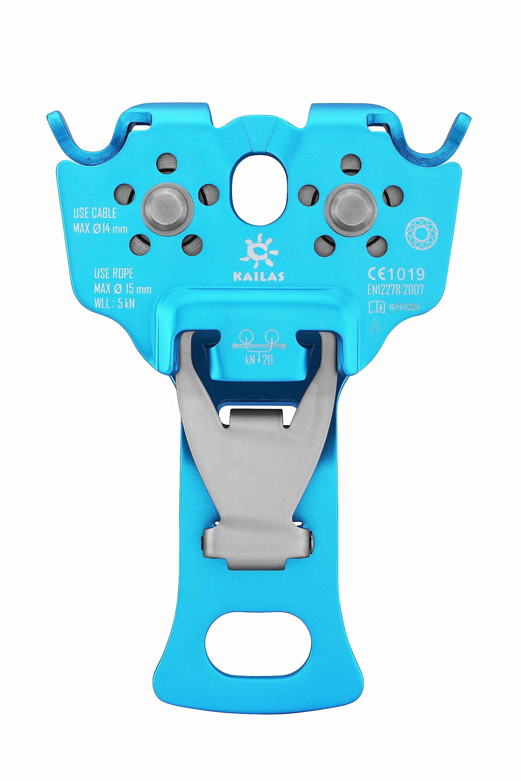 KAILAS Polea de escalada de rescate CE UIAA, doble polea de cuerda de 28 kN móvil micro ligera de acero de aluminio resistente (1, azul, 1)