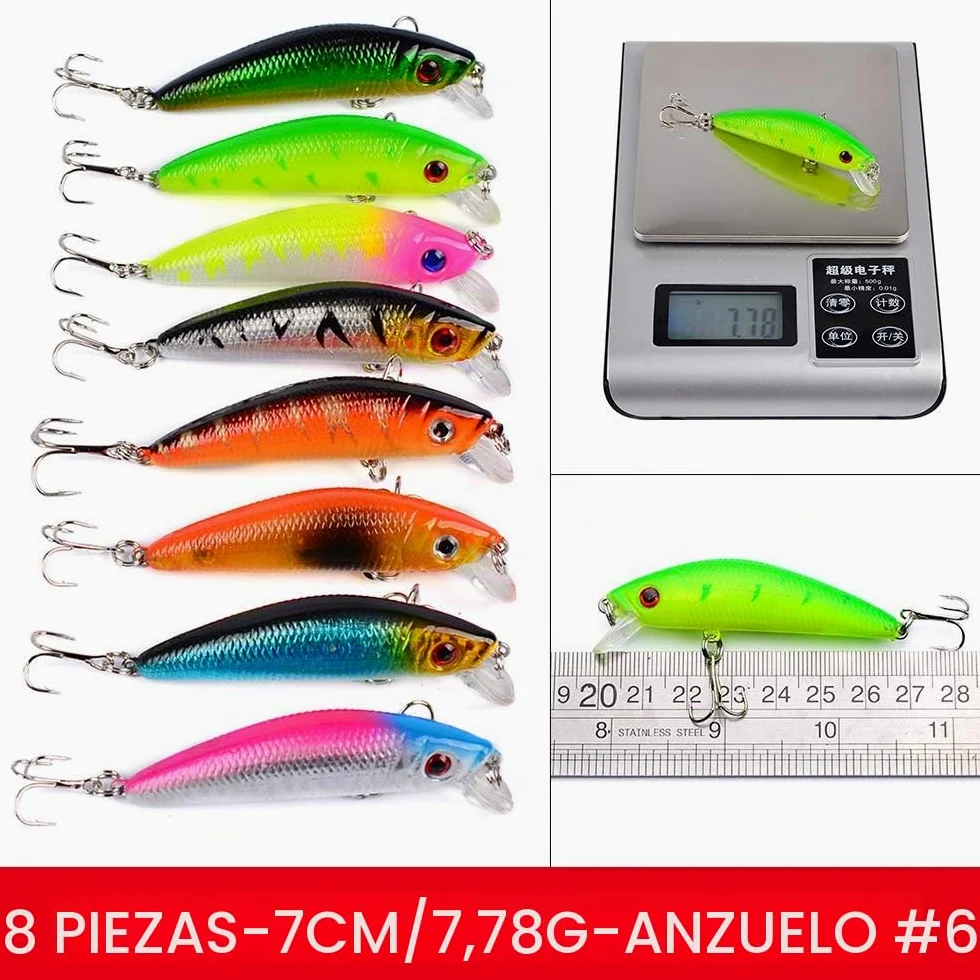 56PCS Señuelos de Pesca con Ganchos, Cebos Artificiales, Swimbait, Manivela, Cucharillas y Accesorios para la Pesca #6