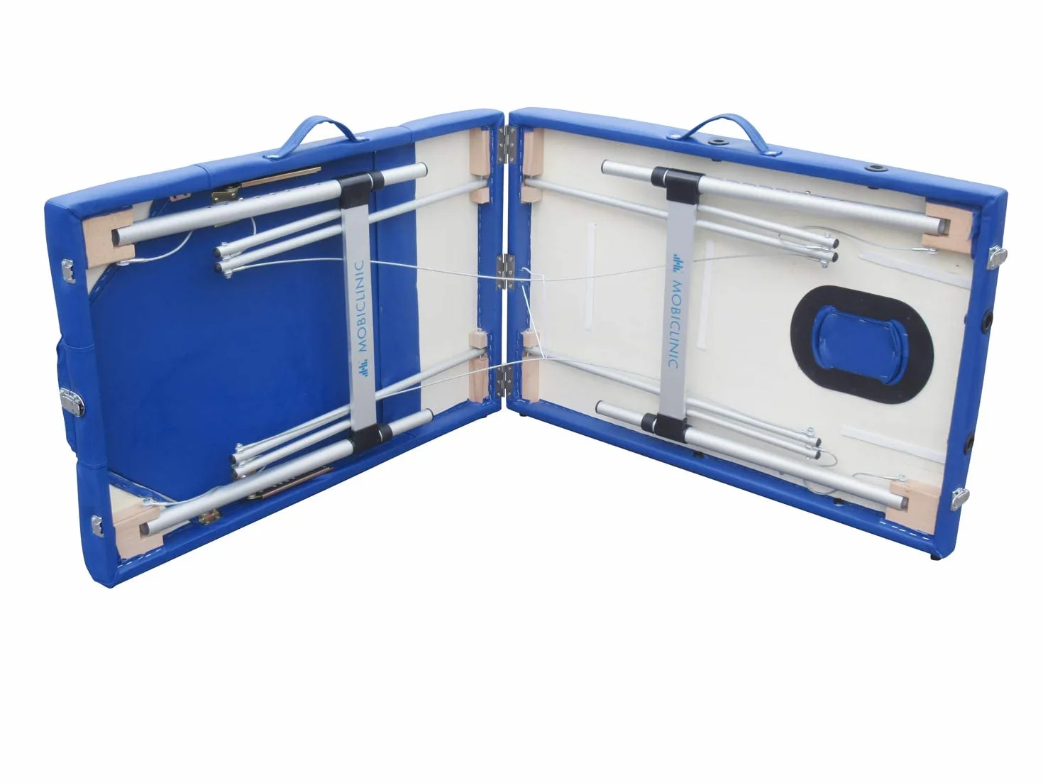 Mobiclinic Camilla de Masaje Plegable CA-01 Plus, Aluminio y Polipiel, 186x60 cm, Altura Regulable, Azul