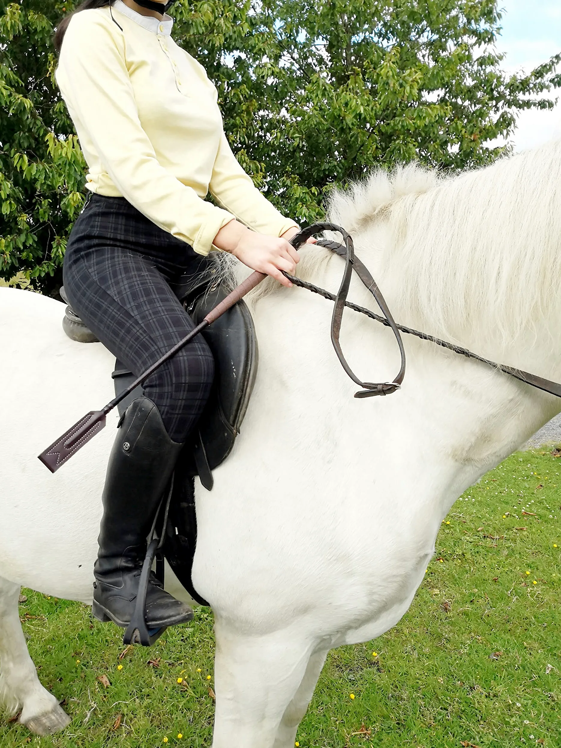 Cultivo de cuero para montar a caballo, bate de salto, bate ecuestre (marrón)