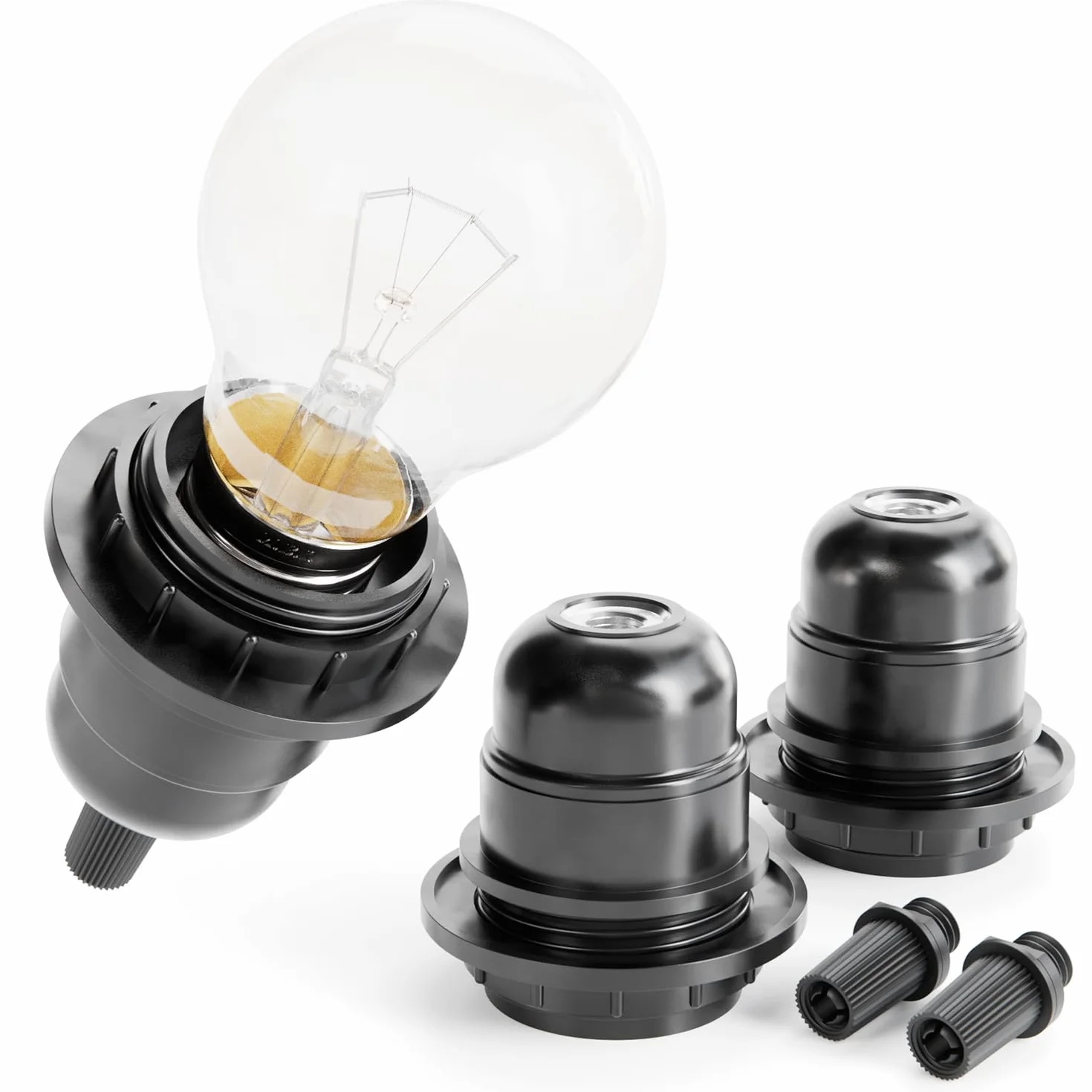 Portalámparas E27 Negro 250V 60W Plástico - Casquillo E27 para Lámparas