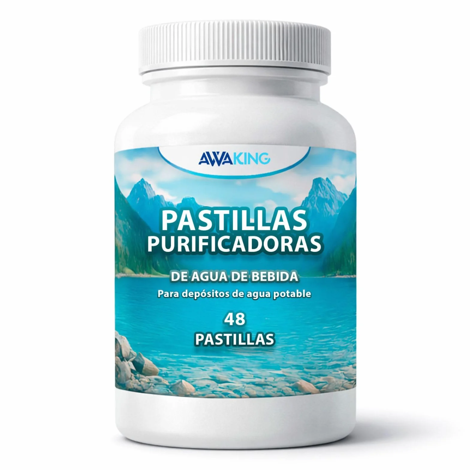 AWAKING Pastillas Potabilizadoras de Agua 48 uds | Tratamiento hasta 9600 Litros | 200L por Pastilla | Ideal para Depósitos, Bidones, Caravanas y Emergencias.