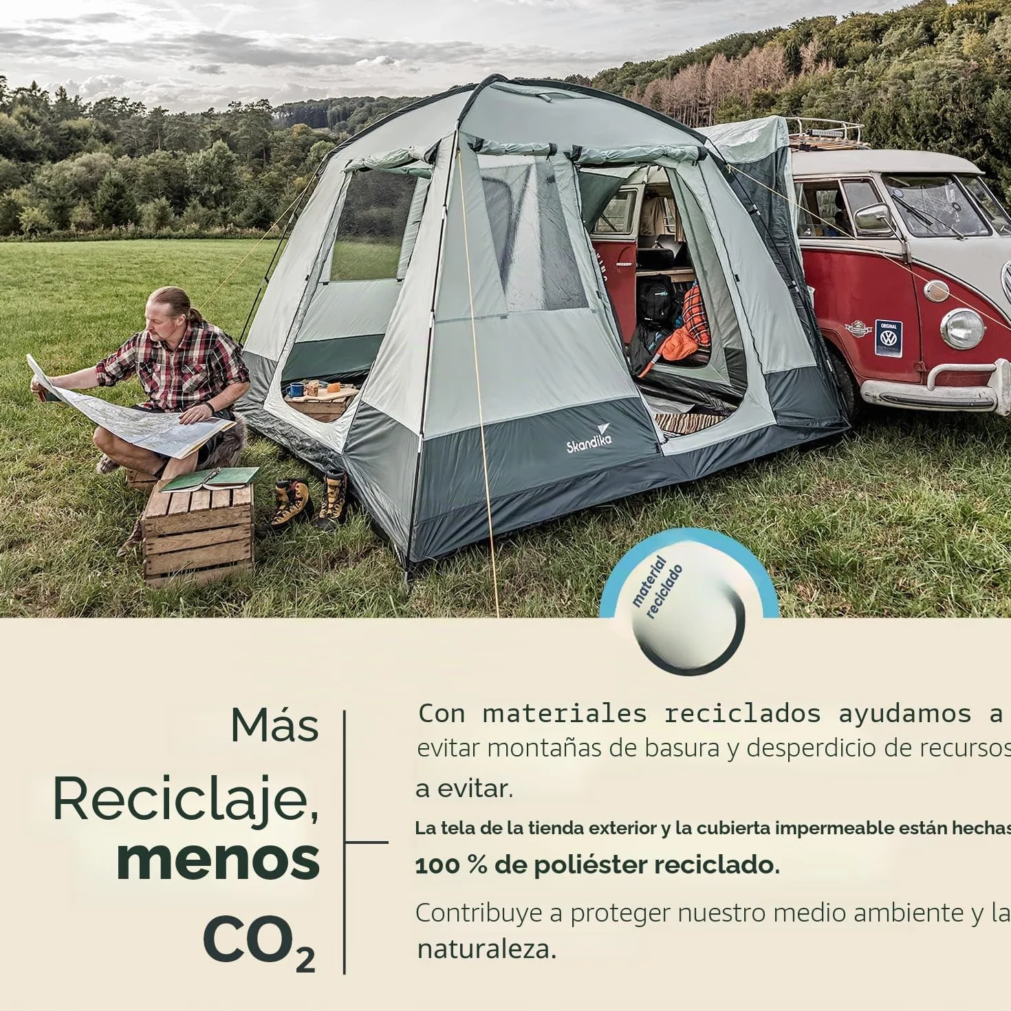 Skandika Pitea Van Tienda Avance Furgonetas Camping 4 Personas 310x300x225cm Suelo Cosido Bañera Mosquiteras
